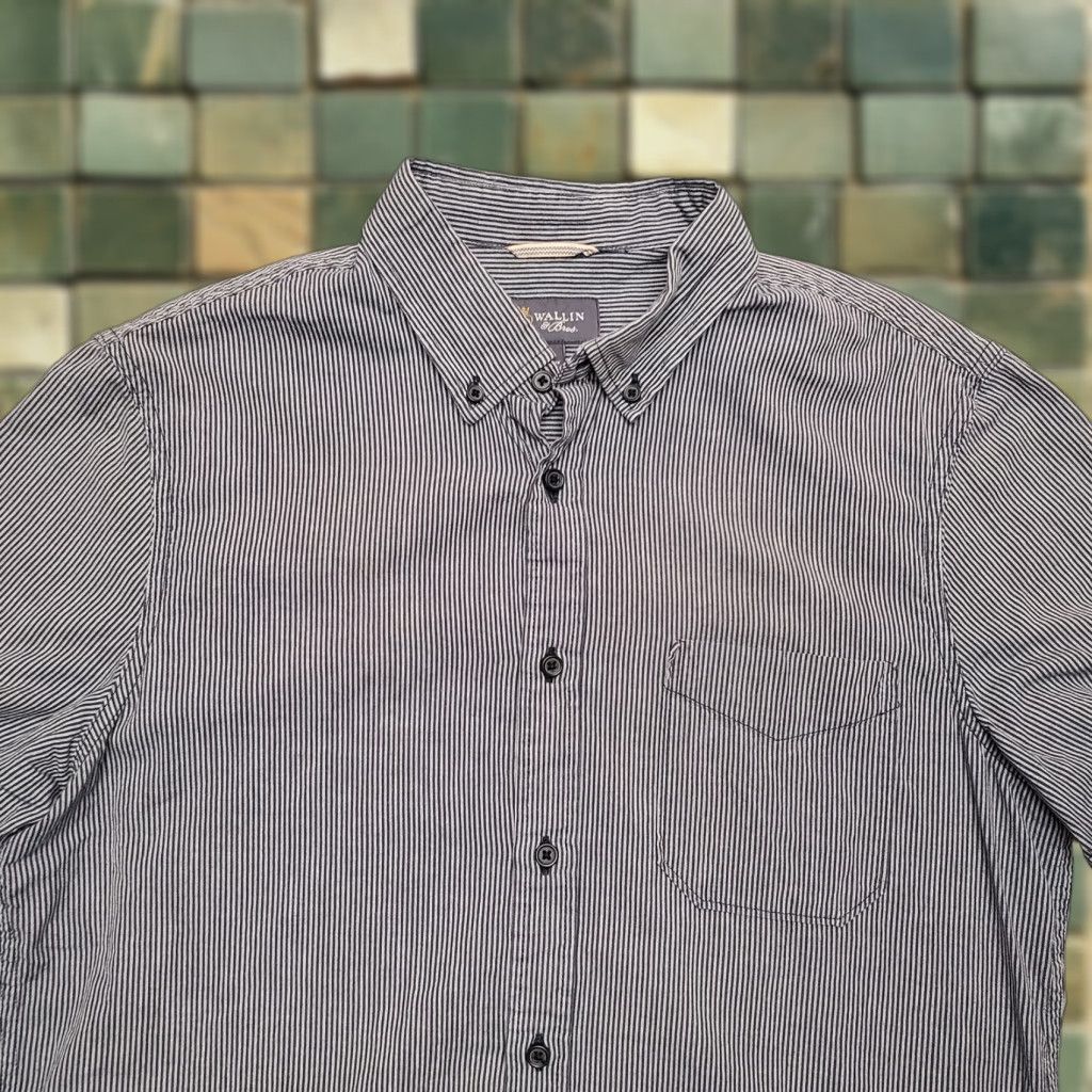 Vintage Wallin & Bros Shirt Mens L Gray Black Striped Short Sleeve Button Casual Size US L / EU 52-54 / 3 - 1 Thumbnail