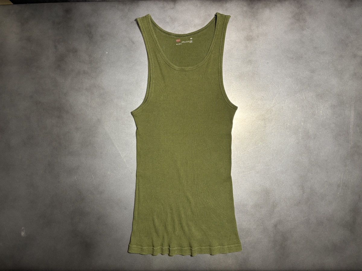 Hanes 2000s Vintage Hanes Tank Top Blank Drab Army Green 90s Size US M / EU 48-50 / 2 - 8 Thumbnail