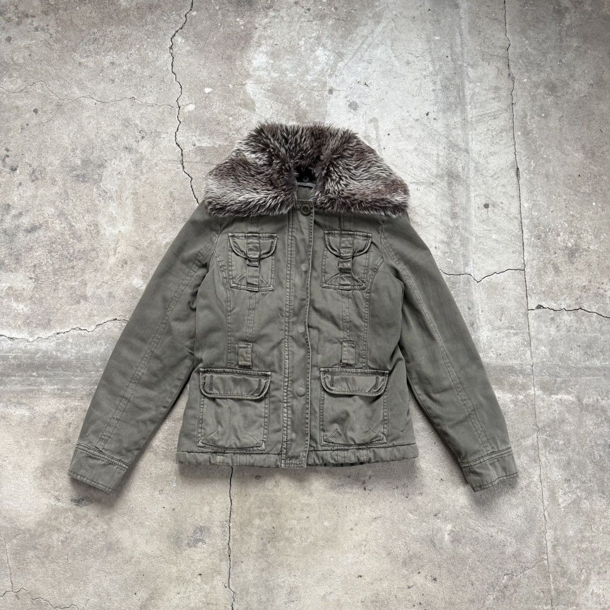 Le Grande Bleu (L.G.B.) Y2K Xanaka Khaki Olive Jacket With Faux Fur LGB Type Size S / US 4 / IT 40 - 1 Thumbnail