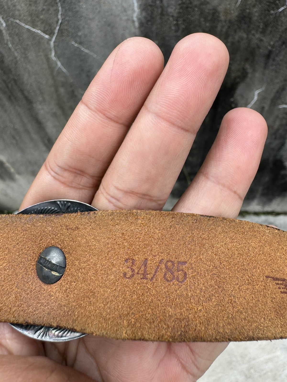Genuine Leather × Leather × Other GRAIL 🔥Turquoise Leather Buckle Belt Size 34 - 4 Thumbnail