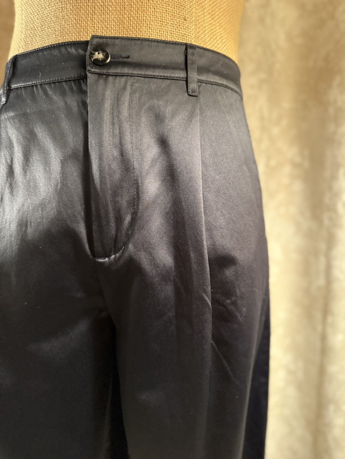 Asos Chic Black Satin Wide-Leg Pants – Elegant & Edgy Size US 29 - 3 Thumbnail