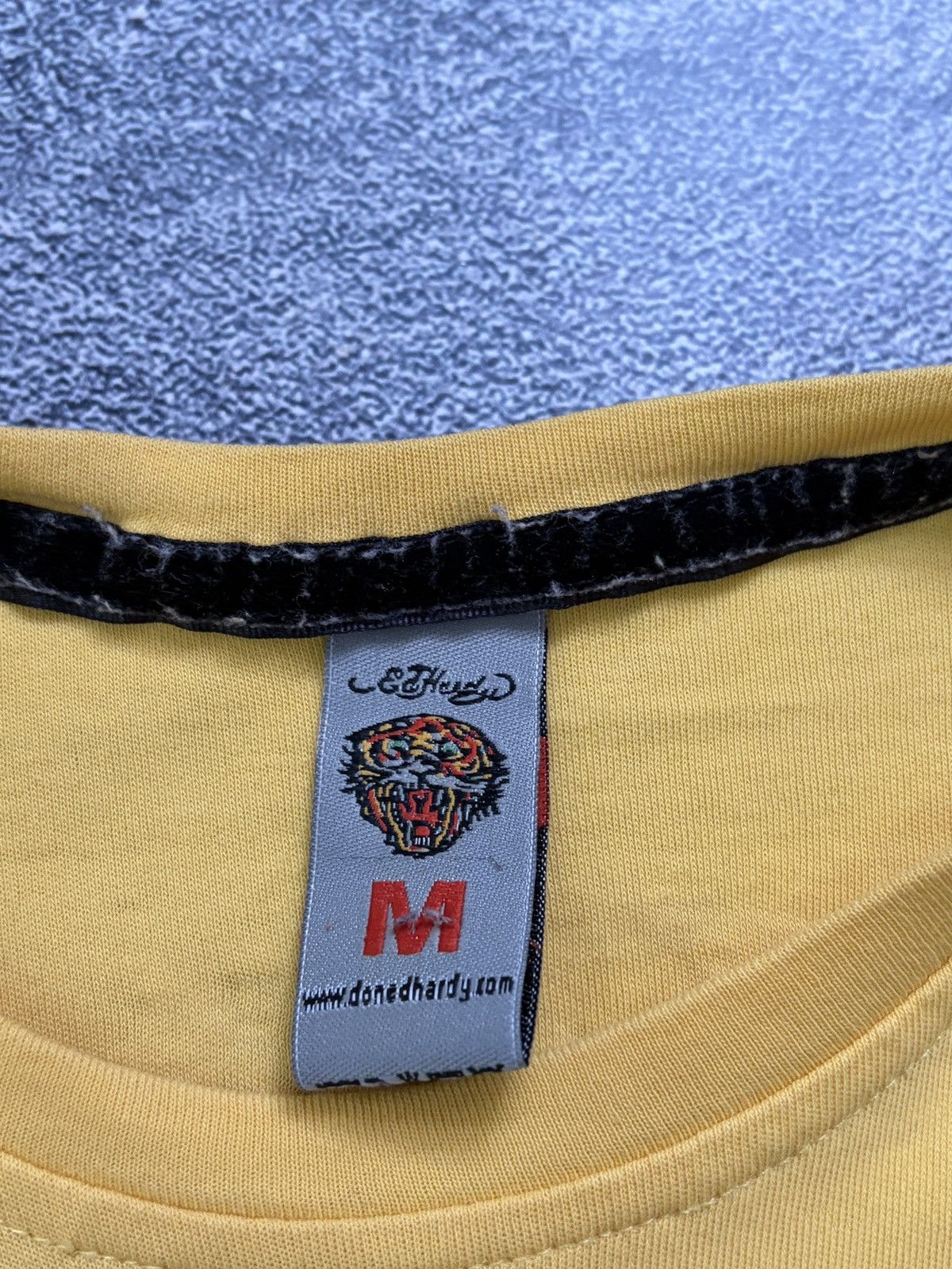 Ed Hardy Ed Hardy "Death or Glory" Yellow Tattoo Rhinestone Tee M Size US M / EU 48-50 / 2 - 3 Thumbnail