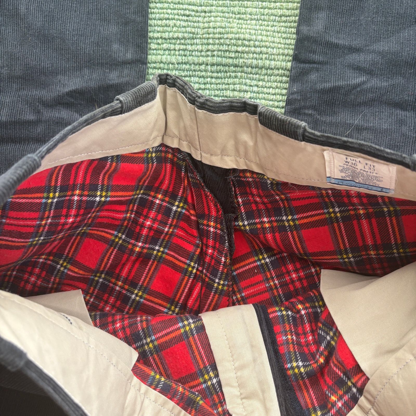 Vintage 1970s flannel lined blue corduroy straight leg trousers Size US 34 / EU 50 - 5 Thumbnail