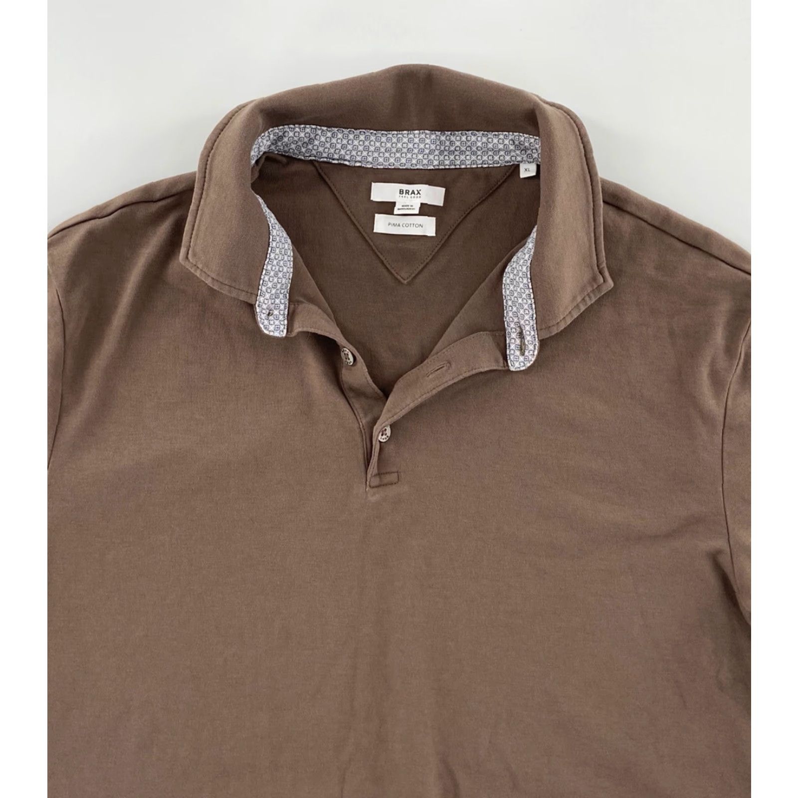 BRAX VINTAGE Brax Polo Shirt Men XL Brown Short Sleeve Button Classic Cotton Travel Size US XL / EU 56 / 4 - 3 Thumbnail