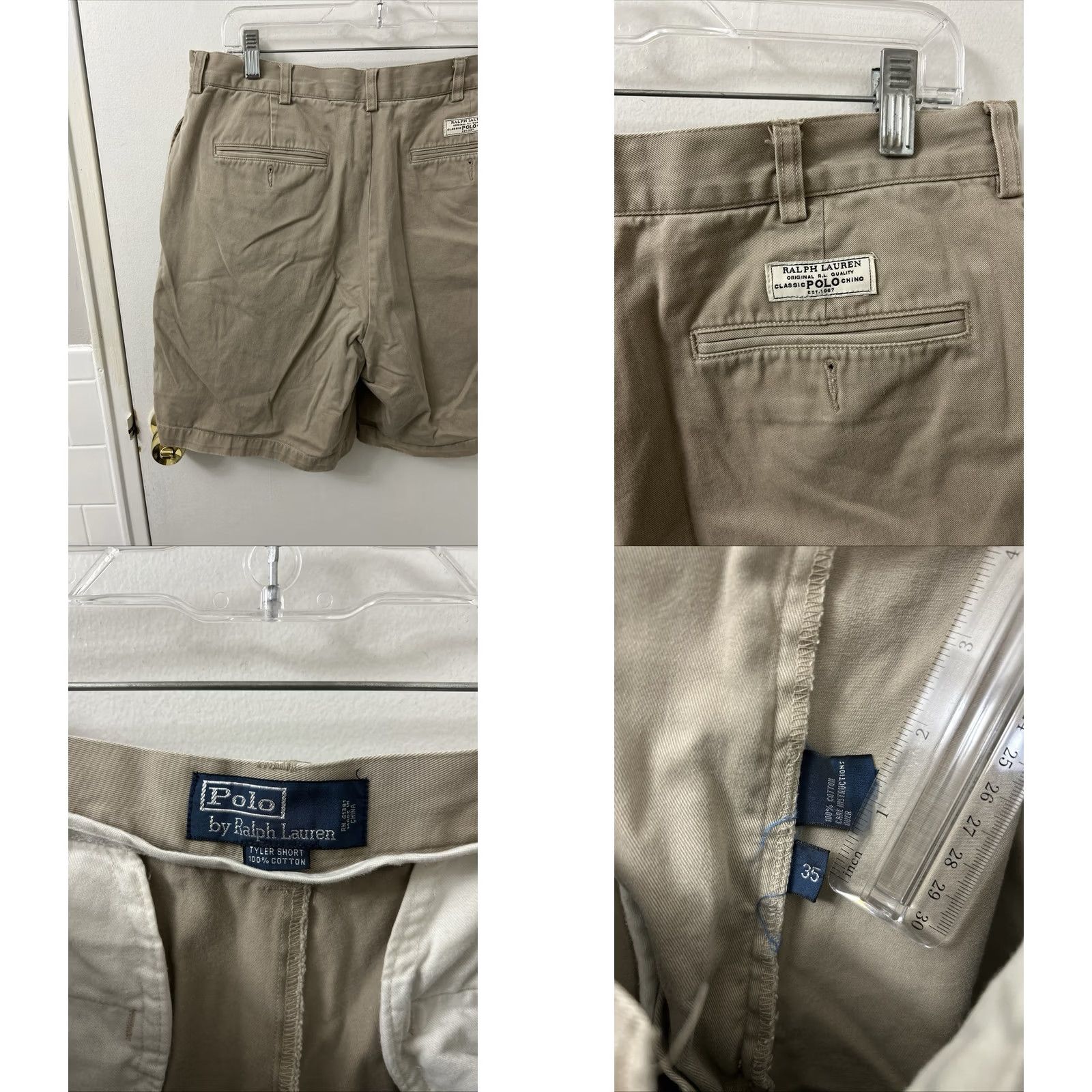 Polo Ralph Lauren VTG Polo Ralph Lauren Tyler Shorts Mens 35 Tan Khaki Chino Pleated YKK Cotton Size US S / EU 44-46 / 1 - 8 Thumbnail