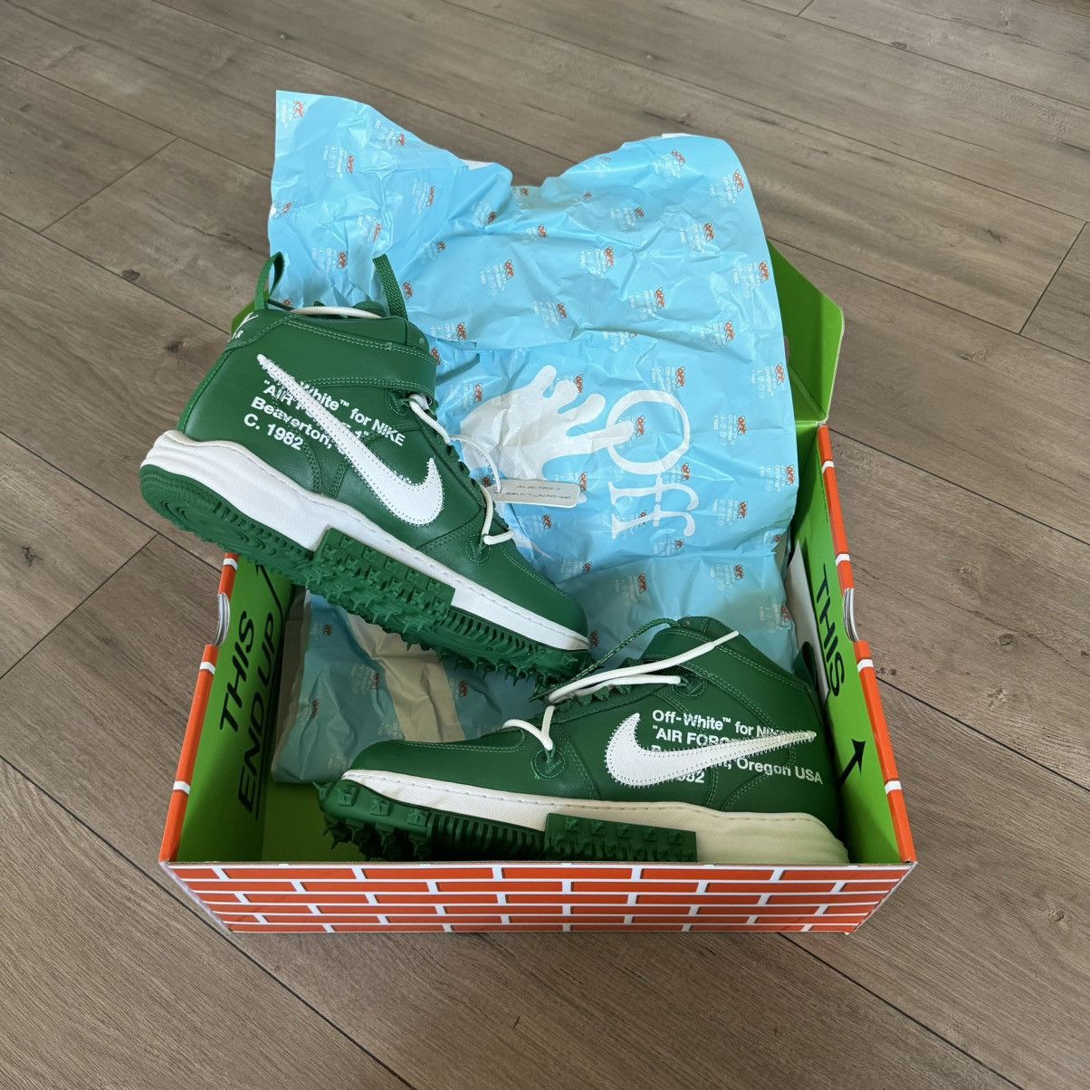 Off-White OFF WHITE x NIKE GREEN LEATHER MIDTOP SP AIRFORCE 1s Size US 10.5 / EU 43-44 - 1 Thumbnail