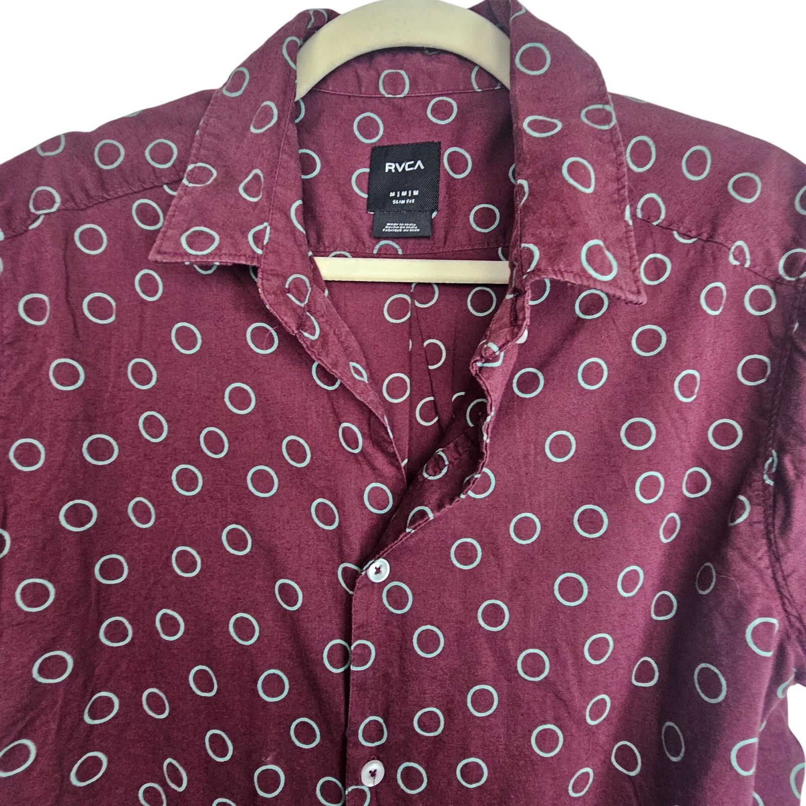 RVCA RVCA Mens Geometric Print Button Shirt Sz M Slim Fit Preppy Size US S / EU 44-46 / 1 - 2 Thumbnail