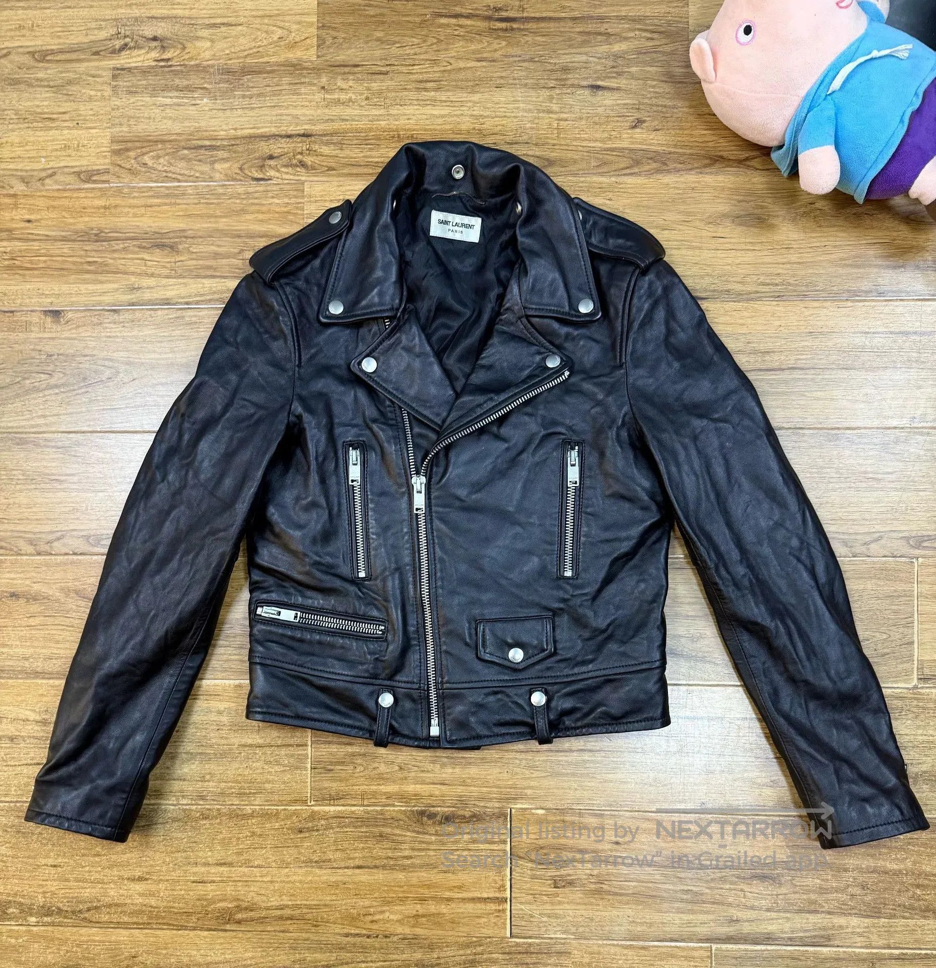 Yves Saint Laurent Saint Laurent Women’s Leather Biker Jacket. Size L / US 10 / IT 46 - 1 Thumbnail