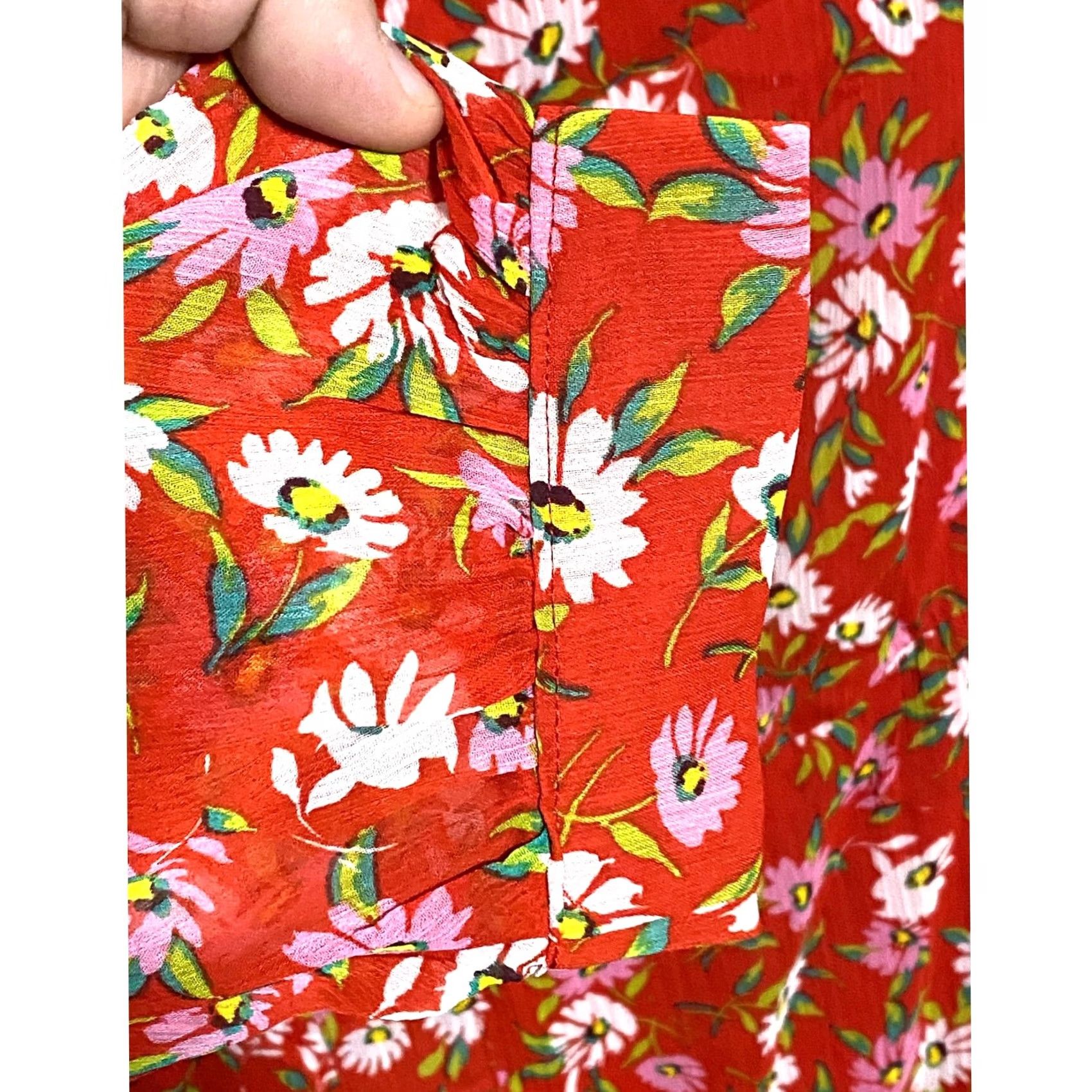 Vintage Draper James Red Floral V Neck Midi Dress 3X Tiered Belted Ruffles Feminine Chic Dress Size XXL / US 16-18 / IT 52-54 - 4 Thumbnail