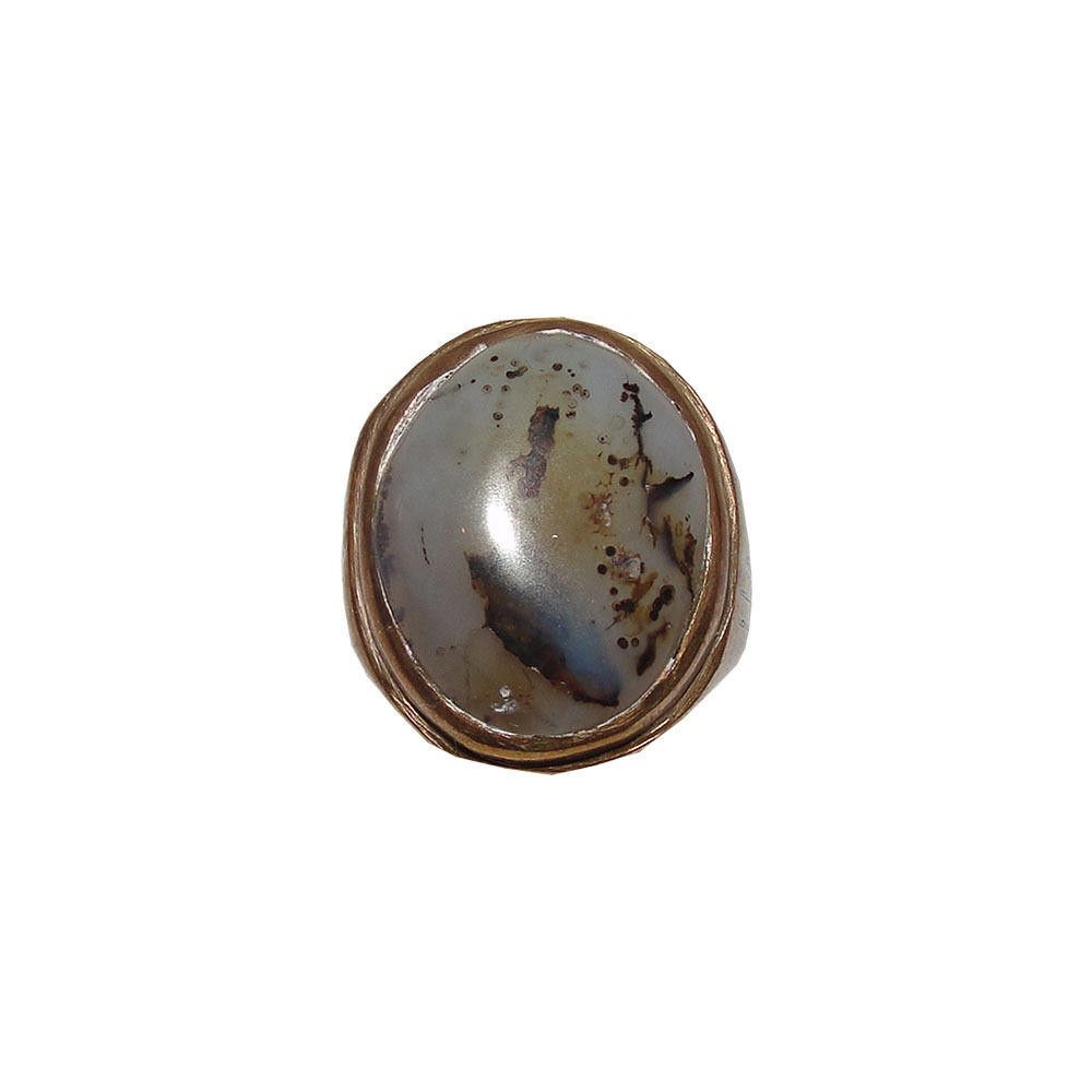 Handmade Mens Hand Made Brass Copper and Agate Stone Ring Size ONE SIZE - 1 Thumbnail