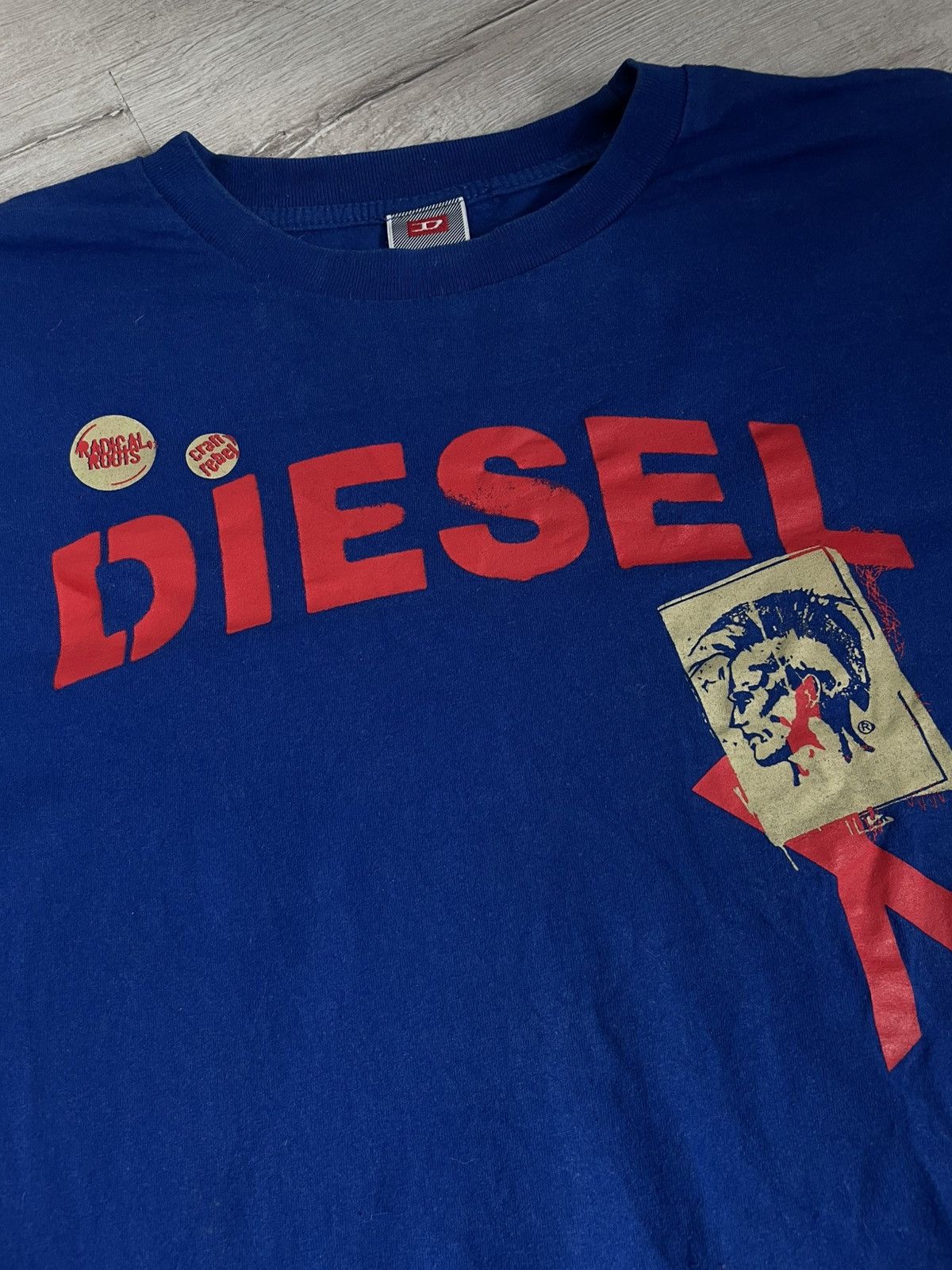 Diesel × Vintage Vintage 90s Diesel Red Big Logo Tee With Face Y2k Opium Size US XL / EU 56 / 4 - 4 Thumbnail