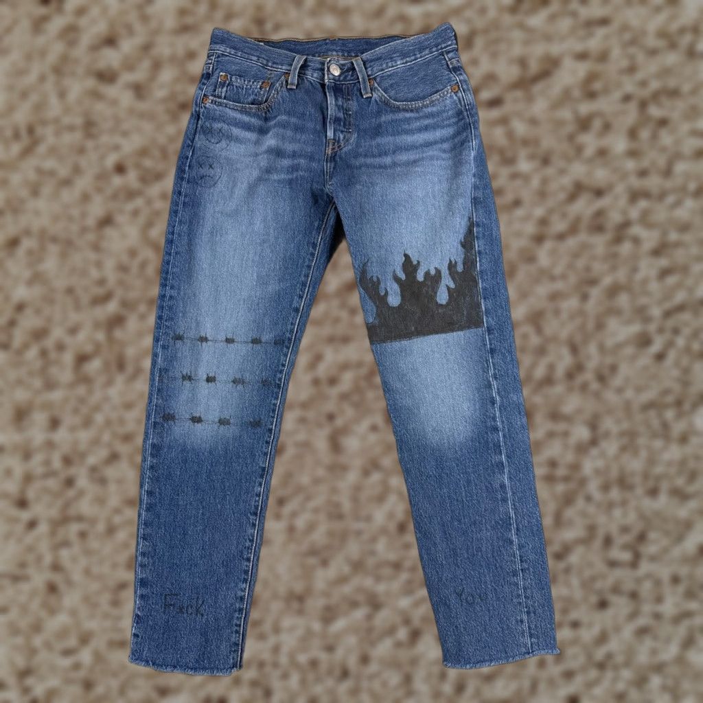 Levi's Levis Jeans Womens 27 Blue Denim 501 XX Tapered Slim Regular 5-Pocket Denim Blue Size 27" / US 4 / IT 40 - 1 Thumbnail
