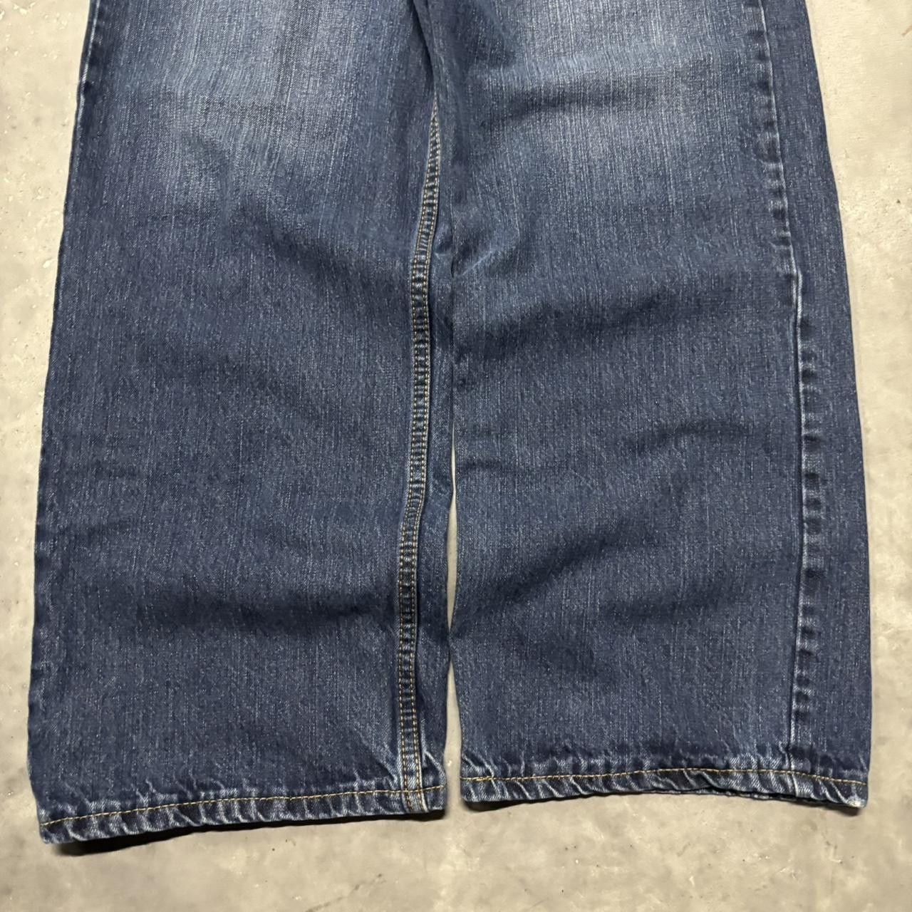 Japanese Brand × Vintage Crazy Vintage Y2K/2000s Grunge Dark Blue Wash Denim Jeans! Size US 38 / EU 54 - 6 Thumbnail
