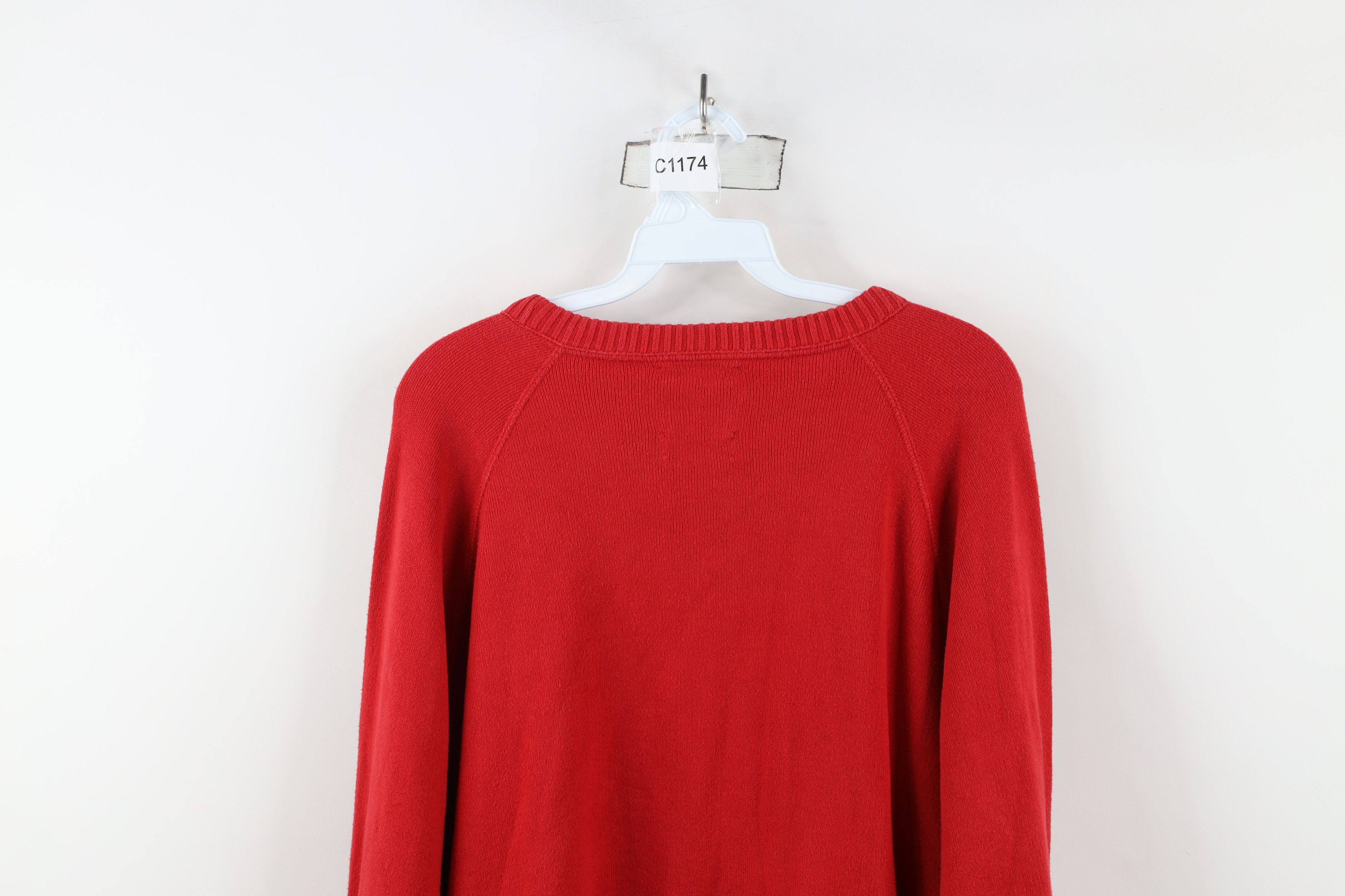 Vintage Vintage 90s Streetwear Cotton Knit Crewneck Sweater Red USA Size US XL / EU 56 / 4 - 11 Thumbnail