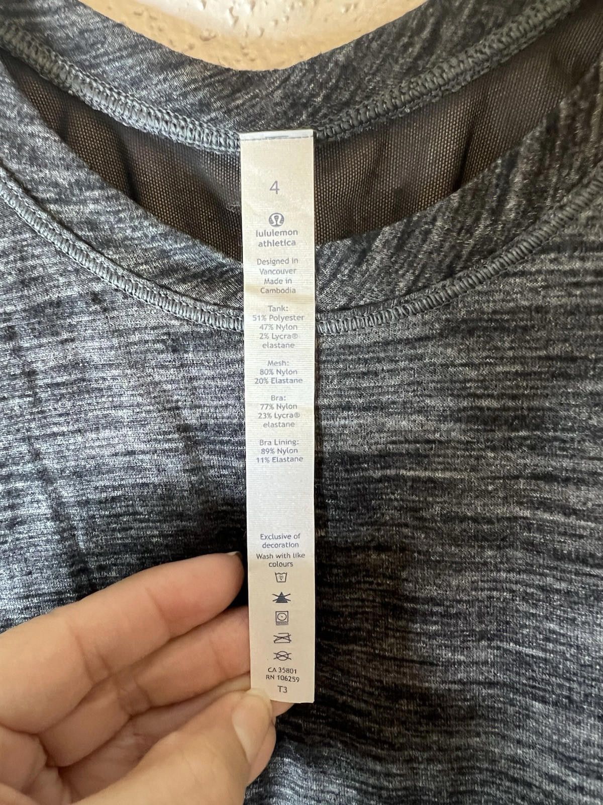 Designer Lululemon Heathered Grey Tank Top Sz 4 Size S / US 4 / IT 40 - 3 Thumbnail