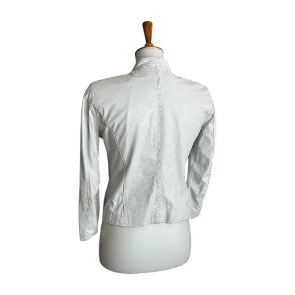 R13 R13 Cafe Racer White Lambskin Leather Jacket 3/4 Slv Italy Size M / US 6-8 / IT 42-44 - 14 Thumbnail
