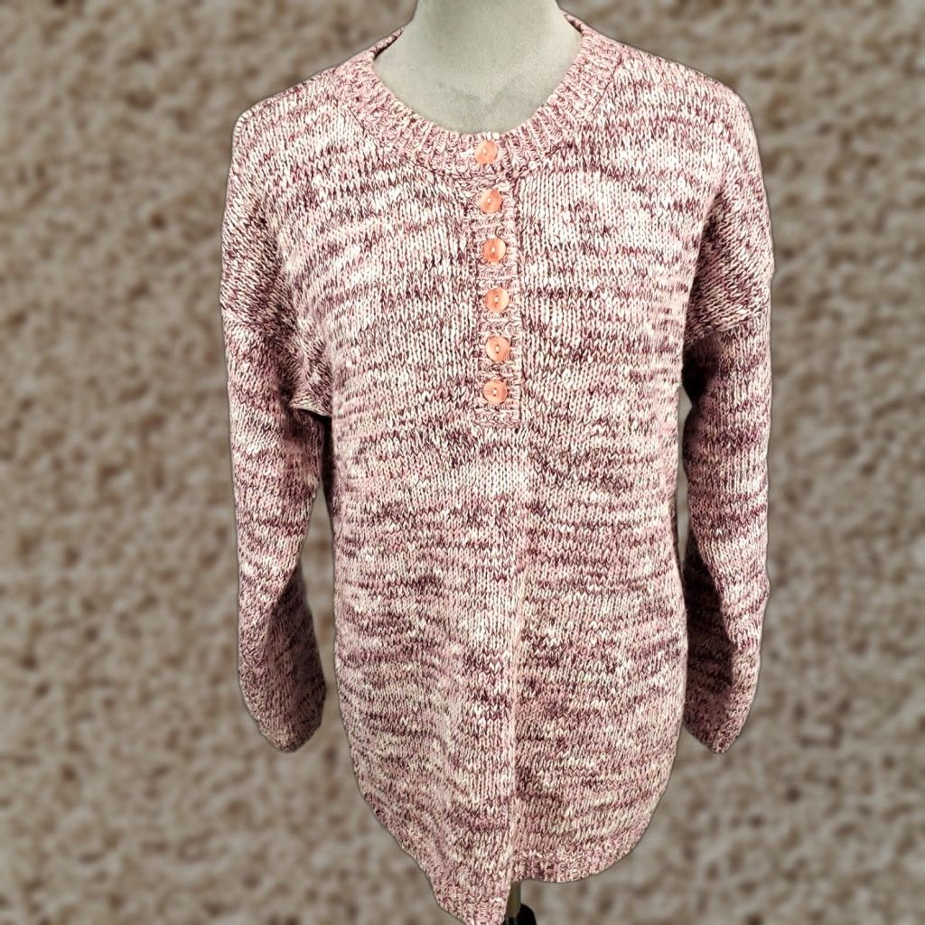 Vintage VINTAGE Beyond Blue Womens Sweater Pullover Knit Crew Neck Long Sleeve Button 80s 90s Pink Purple Heathered M Adult Womens Size M / US 6-8 / IT 42-44 - 1 Thumbnail