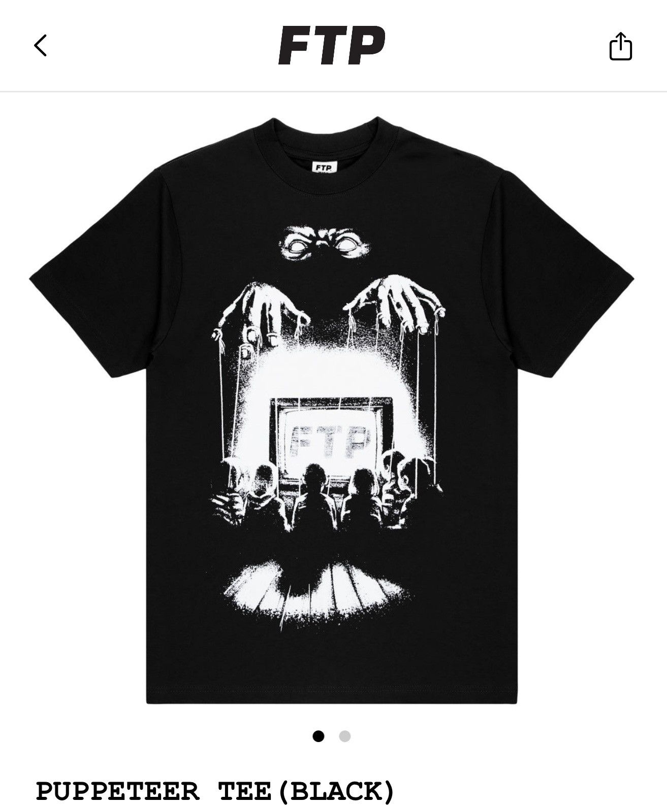 Fuck The Population FTP PUPPETEER LOGO TEE (Black) (Medium) Size US M / EU 48-50 / 2 - 1 Thumbnail