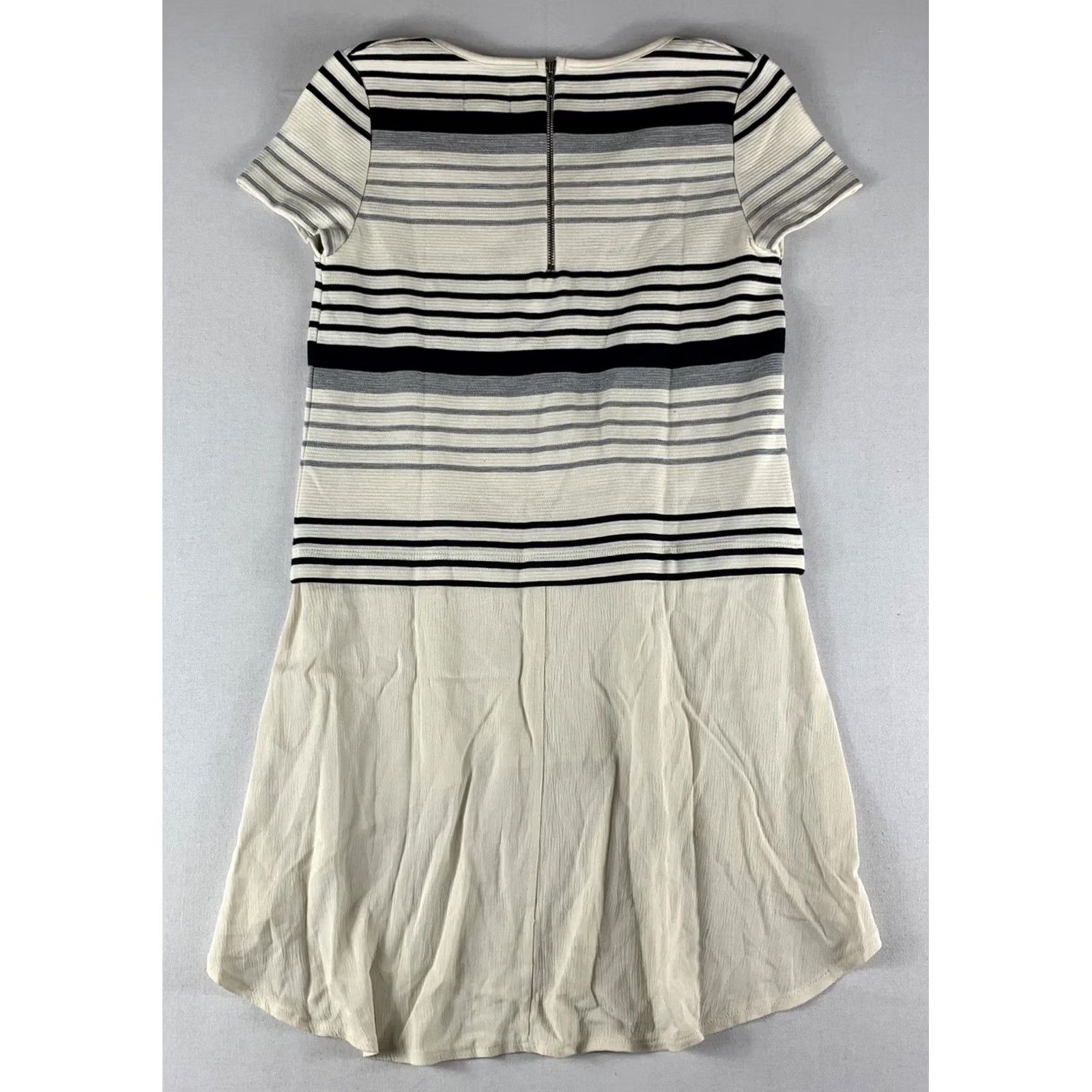 Anthropologie VINTAGE Anthropologie Deletta Blouse XS Striped Hi Lo Cream Black Cotton SHORT SLEEVE Size XS / US 0-2 / IT 36-38 - 5 Thumbnail