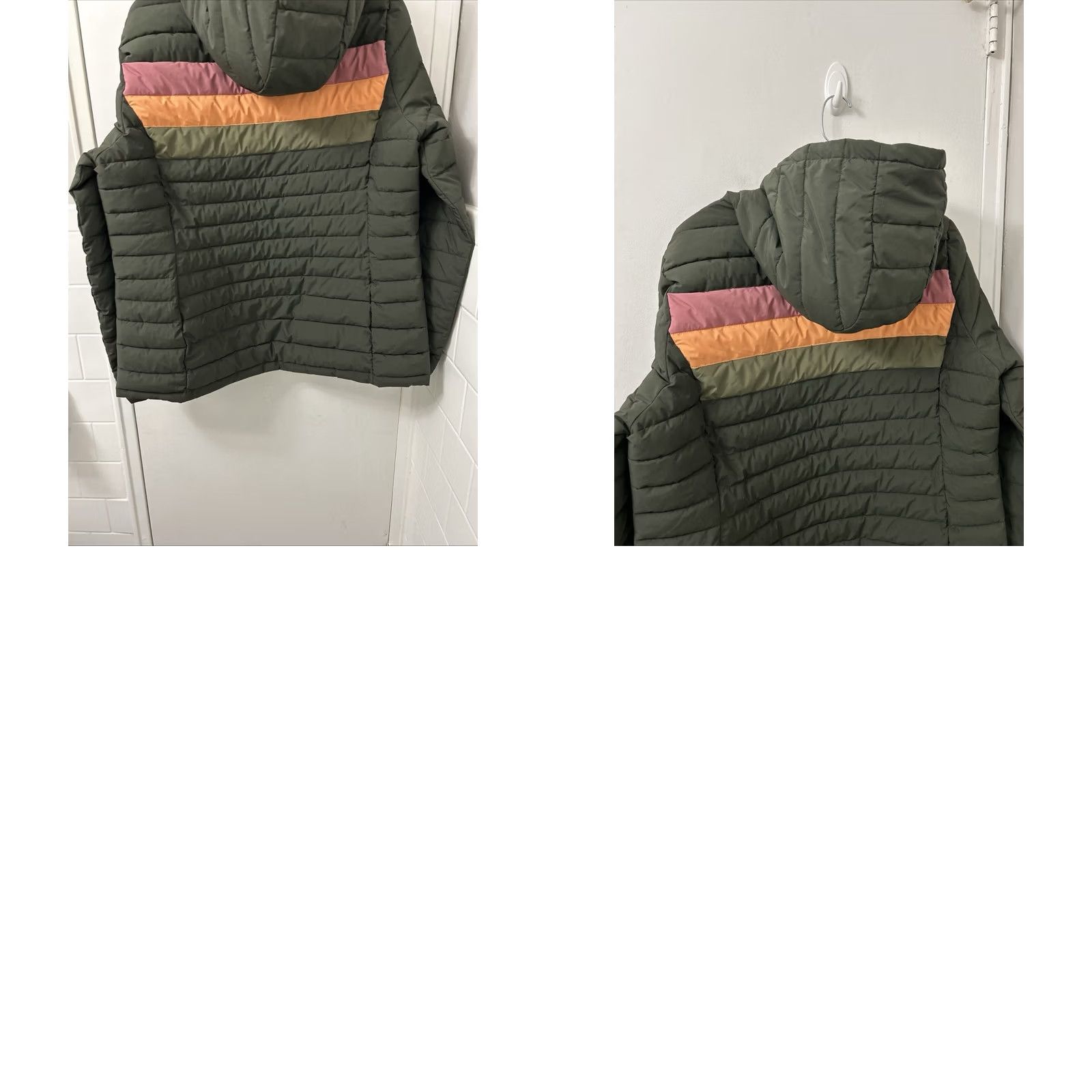 Vintage HFX Outdoors Puffer Jacket Womens XL Green Retro Stripe Hooded Water Resistant Size XL / US 12-14 / IT 48-50 - 9 Thumbnail