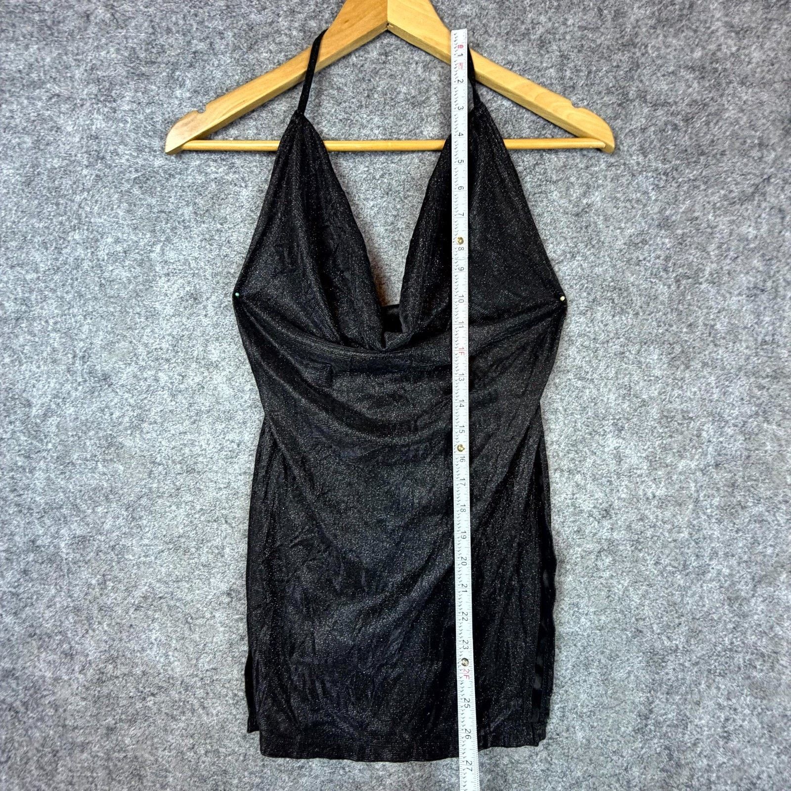 Shein Bling Mini Dress 4 Black Sparkle Halter NYE Clubwear Holiday Size S / US 4 / IT 40 - 3 Thumbnail