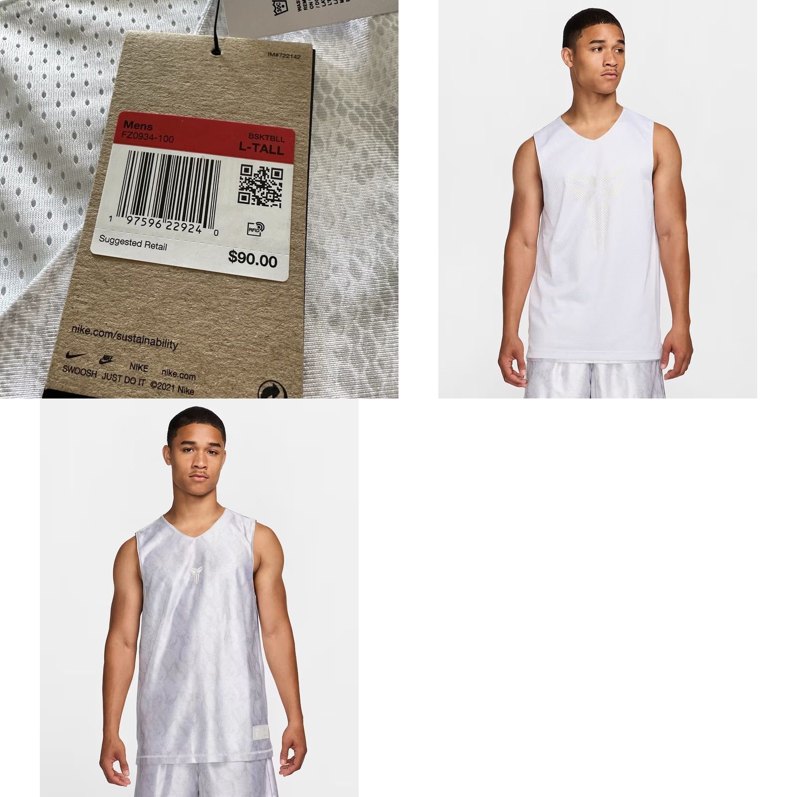 Nike Nike Reversible Jersey Nike Dri-Fit Jersey Tank LT White 90s Basketball Style Mens Size US L / EU 52-54 / 3 - 8 Thumbnail