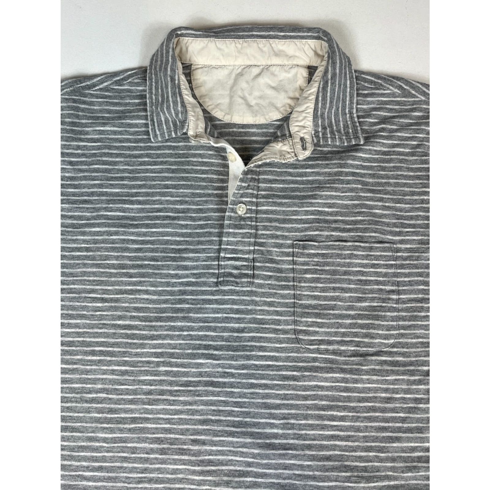 Faherty VINTAGE Men's Faherty Long Sleeve Luxe Polo Shirt Striped Gray Sz M Size US M / EU 48-50 / 2 - 5 Thumbnail