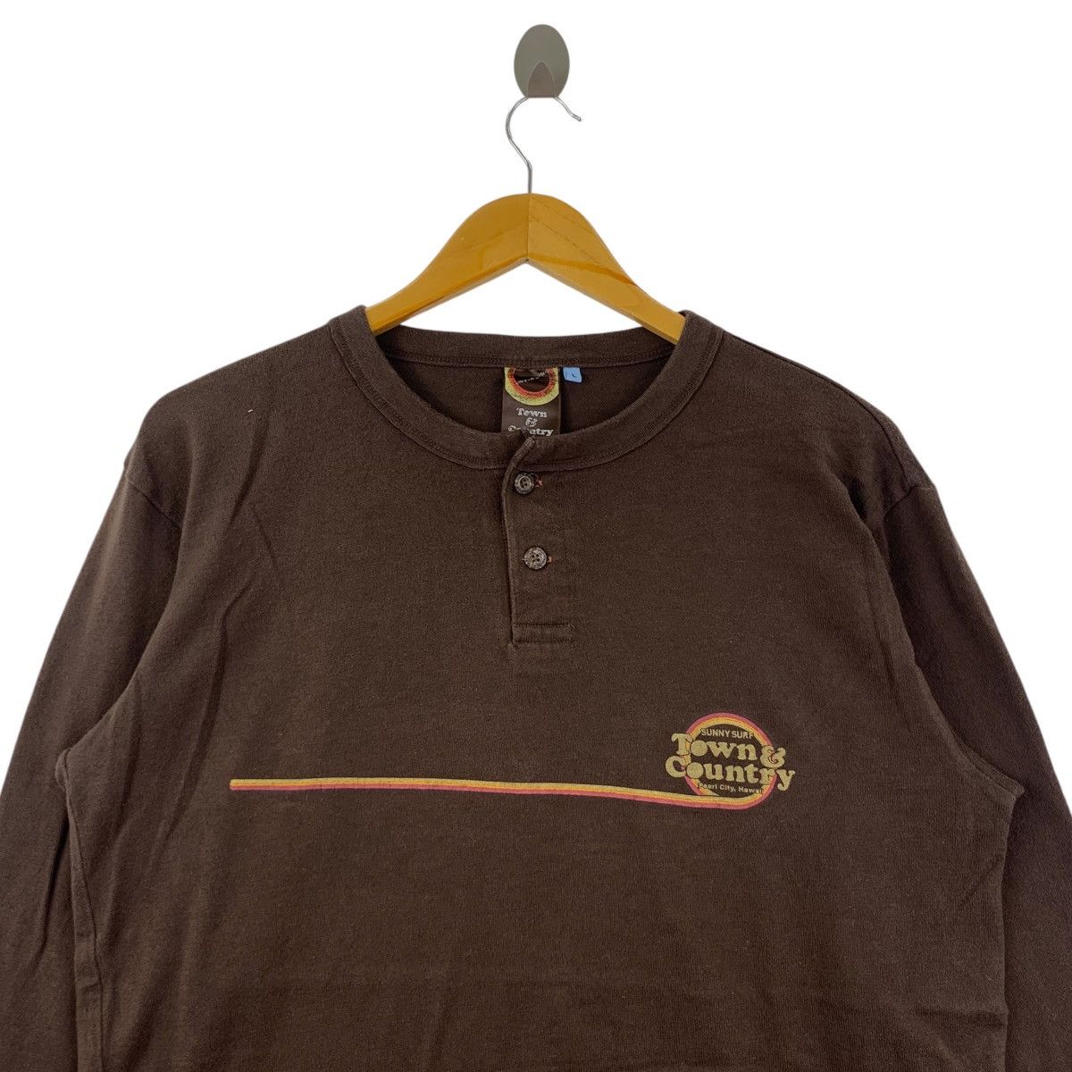 Vintage Vintage TOWN COUNTRY HAWAII Surf Henley Tee Shirt Top Size US L / EU 52-54 / 3 - 2 Thumbnail