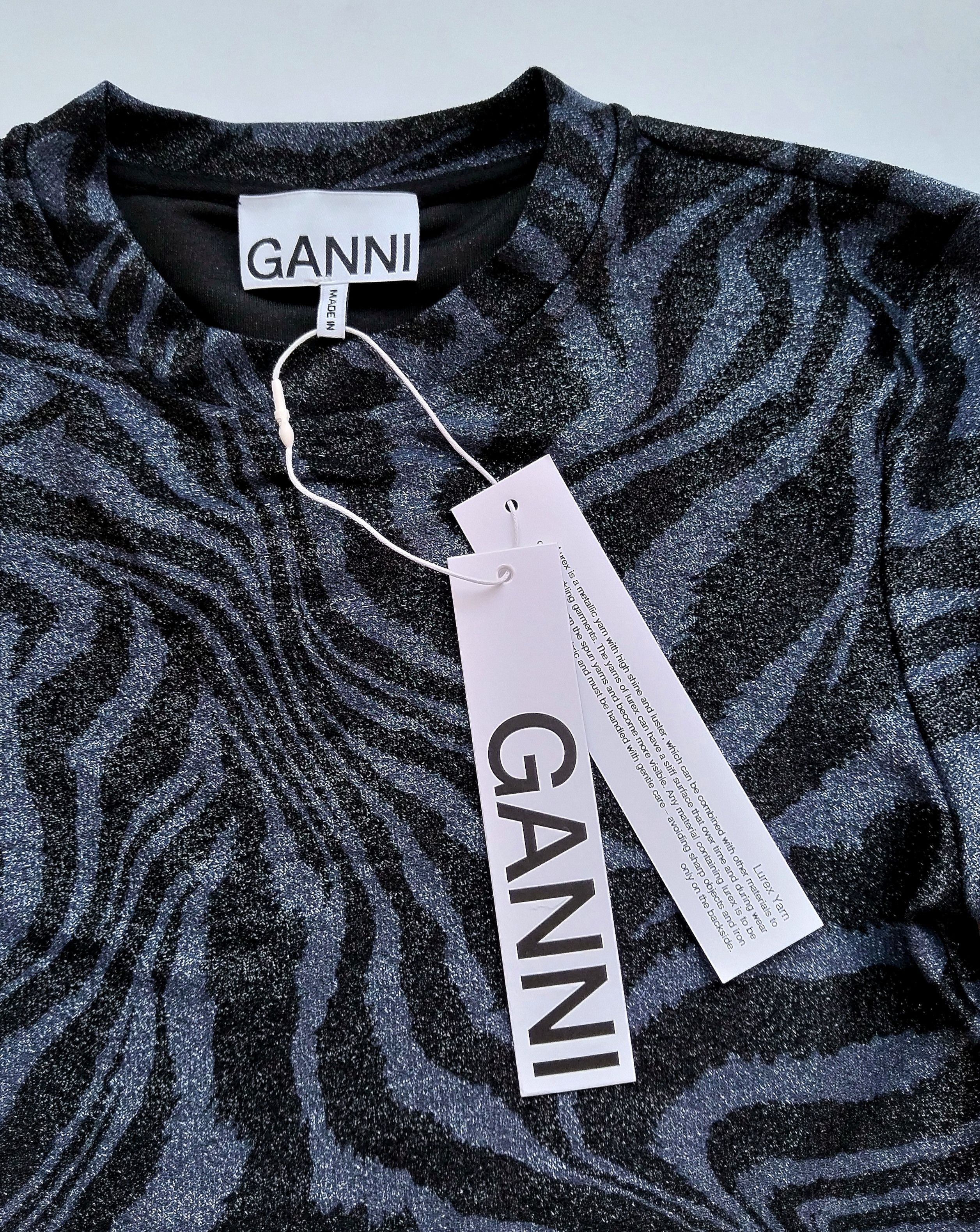 Ganni Lurex zebra swirl anthracite top Size XXS / US 00 / IT 34 - 5 Thumbnail