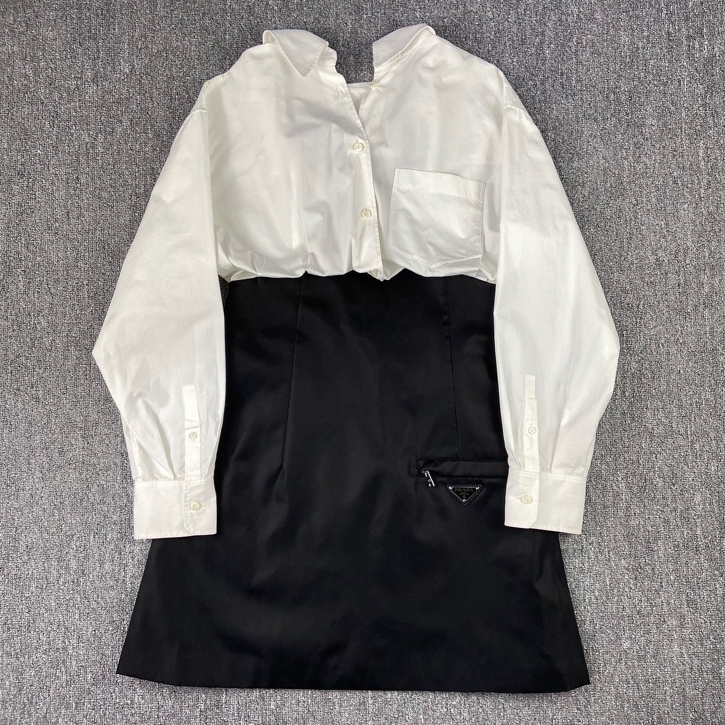 Prada Prada Shirt Spliced Re-Nylon Midi Dress Size 42 Size M / US 6-8 / IT 42-44 - 1 Thumbnail