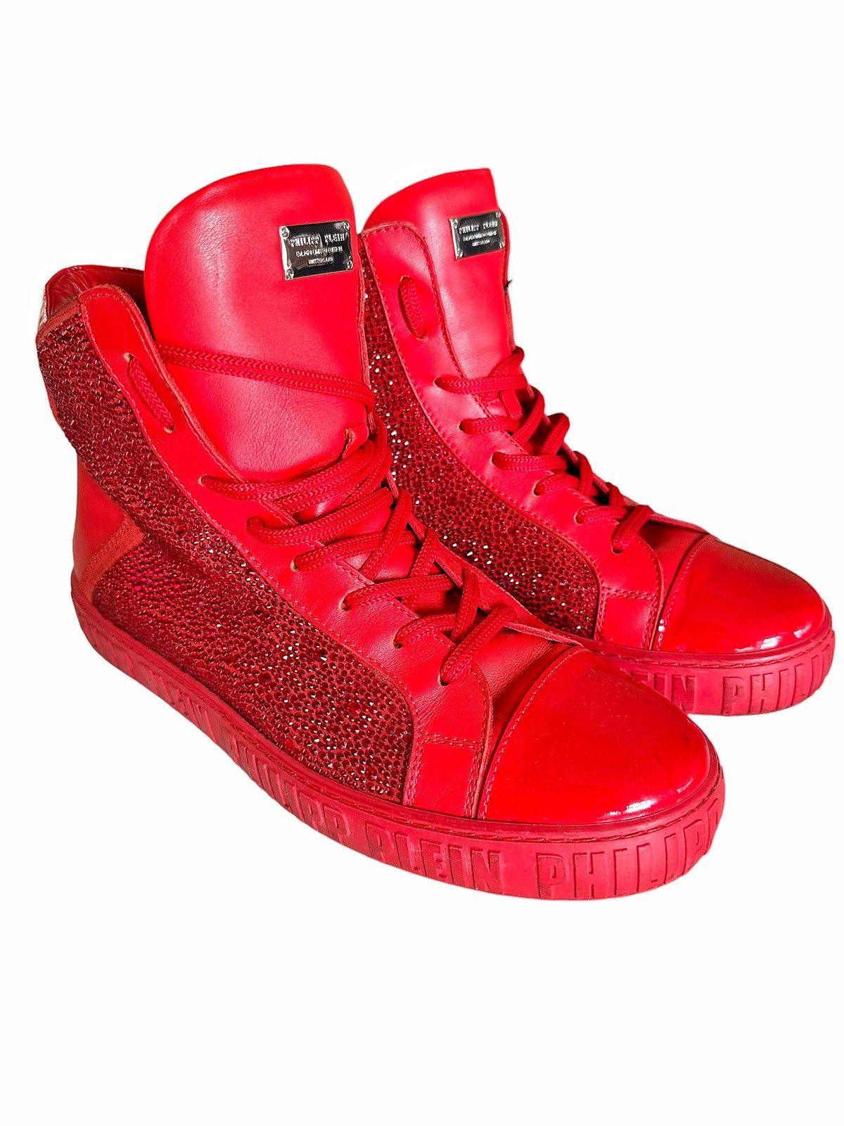 Philipp Plein Sz41 $5000 Money Beast Crystal Embellished Red Leather High Size US 8 / EU 41 - 2 Thumbnail