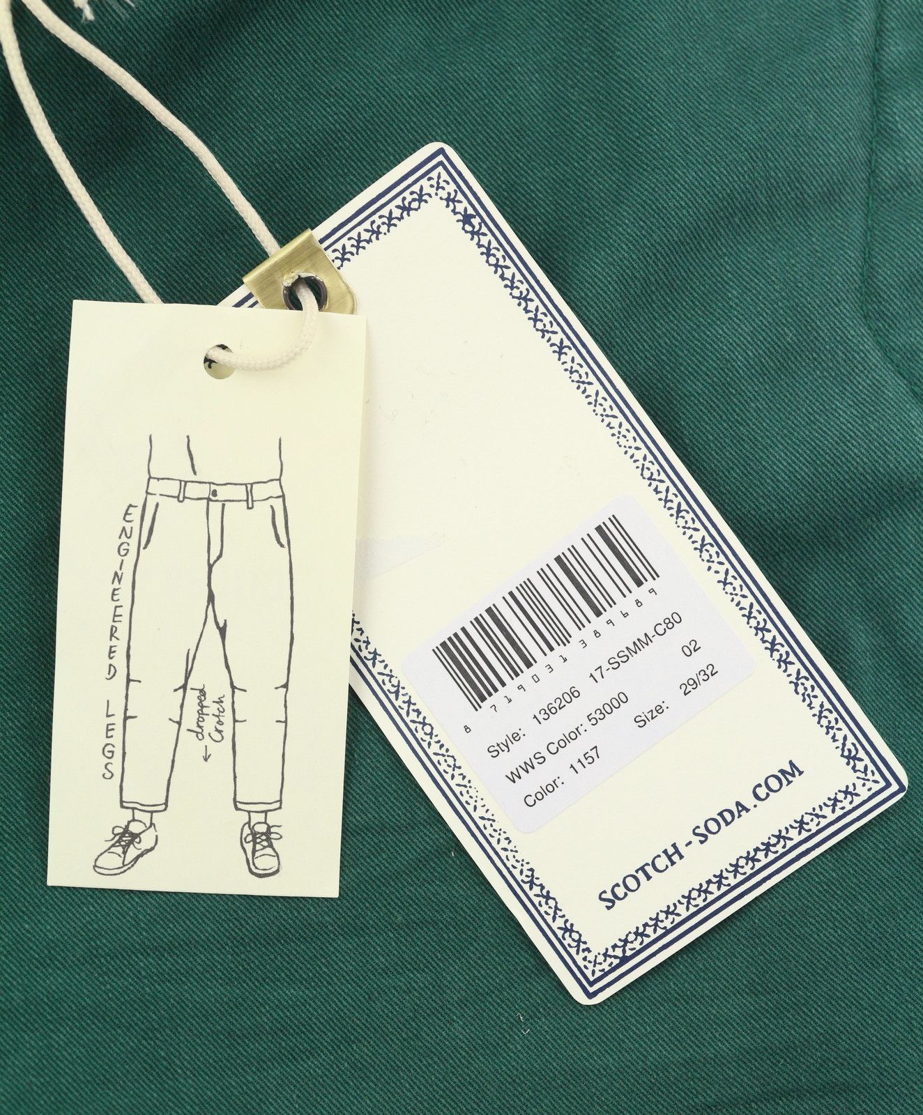 Scotch & Soda COLEBY W29/L32 Green Relaxed Slim Chino Trousers 89098 Size US 29 - 8 Thumbnail