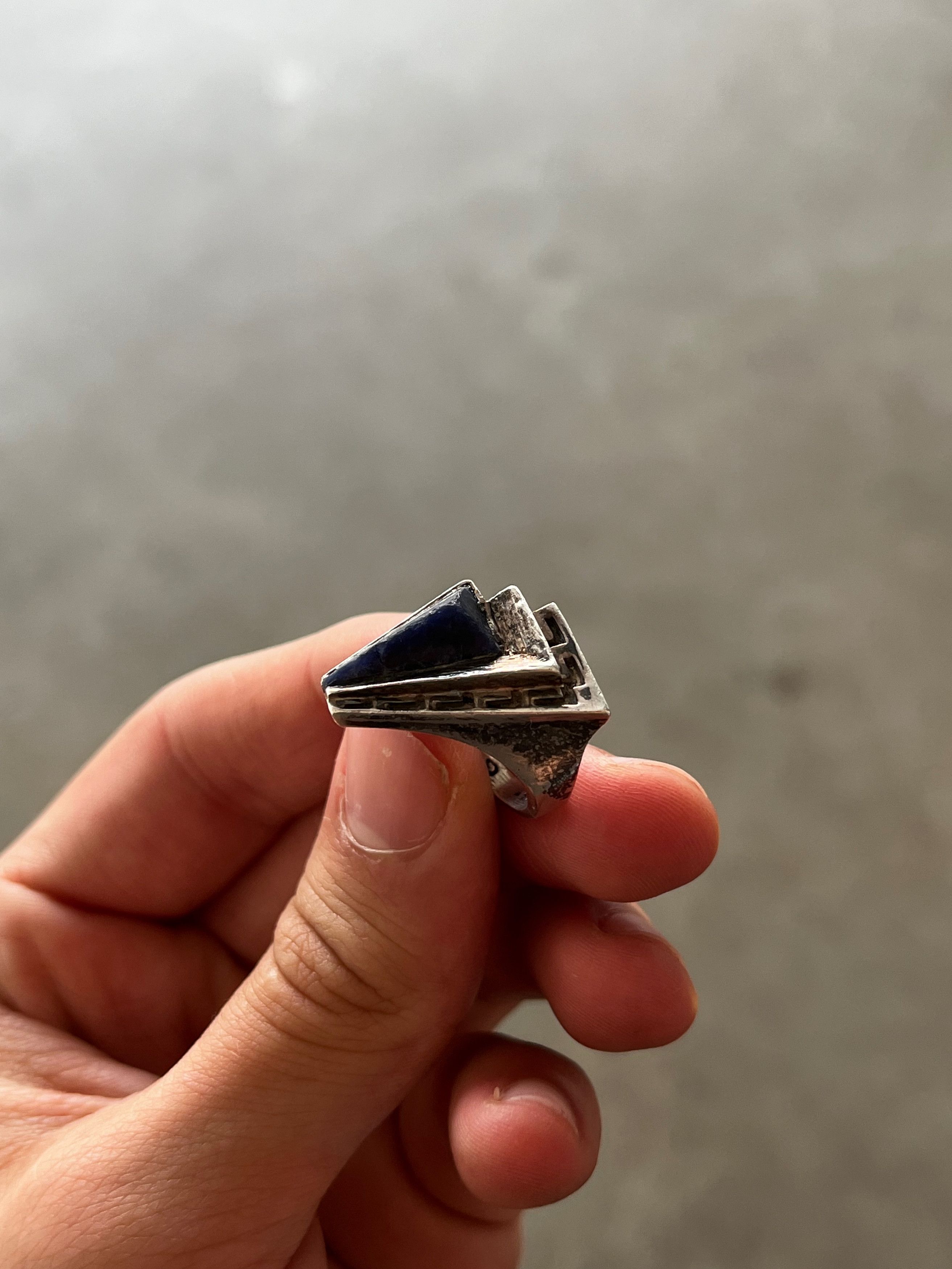 Jewelry × Sterling Silver Unique Geometric Sterling Silver Ring – Vintage Size 32 - 1 Thumbnail