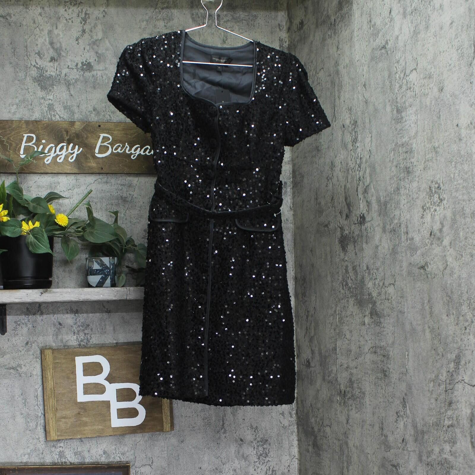 Donna Karan Nwt Donna Karan Sequinned Button Down Belted Dress Black 8p Size M / US 6-8 / IT 42-44 - 1 Thumbnail