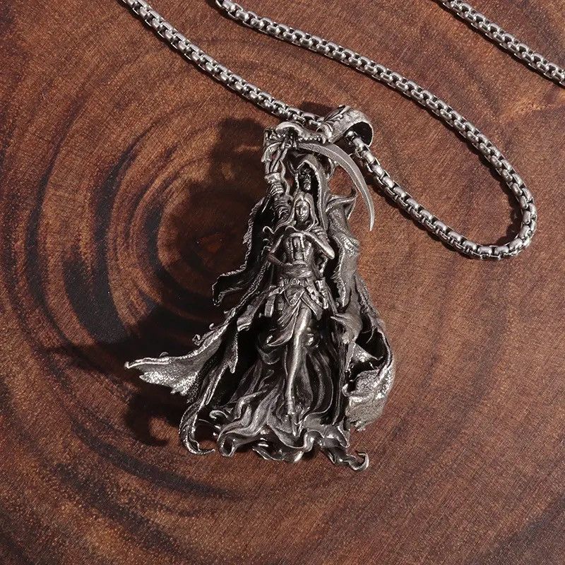 Jewelry Grim Reaper Scythe Hell Demon Skull Messenger Necklace Size ONE SIZE - 4 Thumbnail