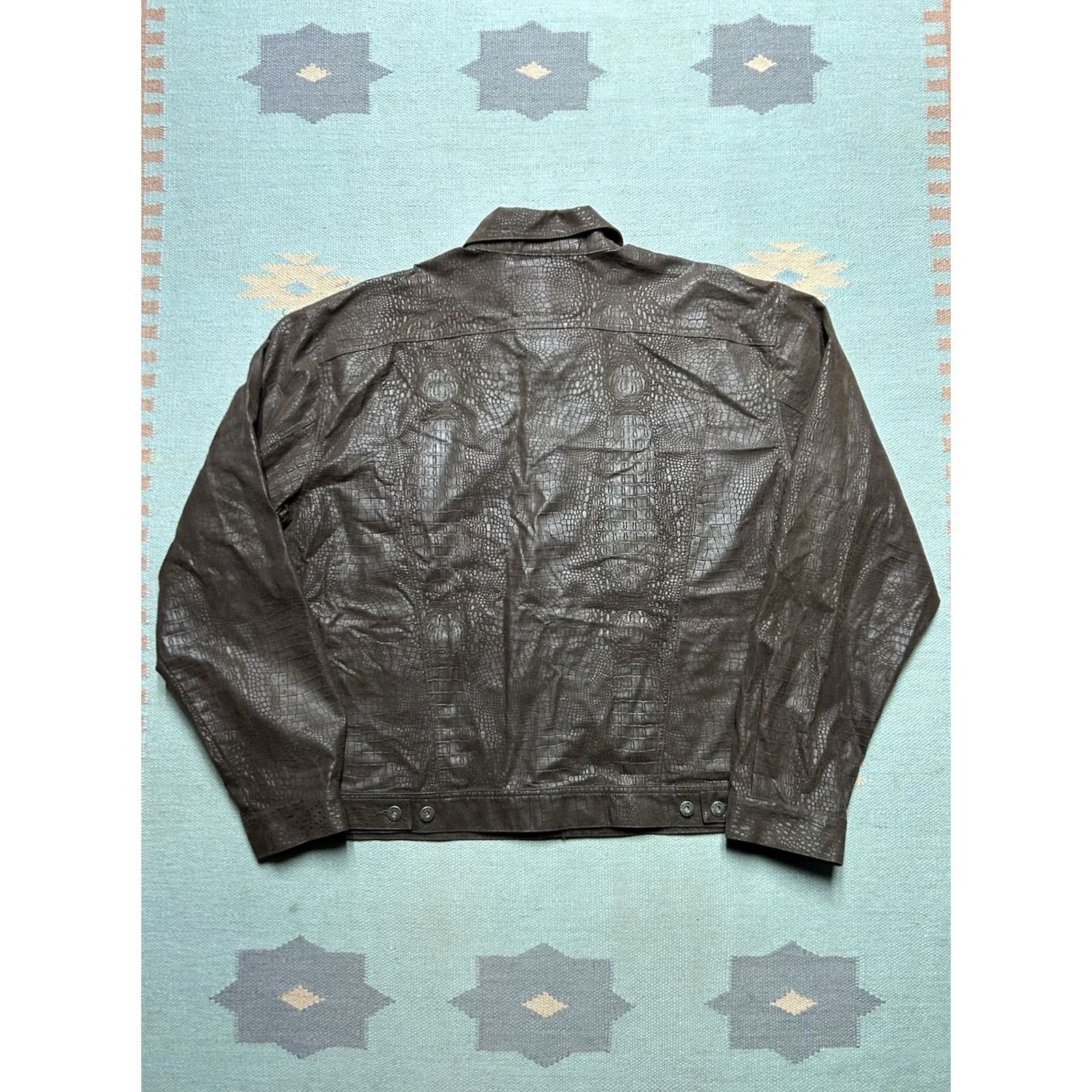 Guess GUESS Trucker Jacket 2XL Brown Faux Snakeskin Rayon Cotton Men’s Jacket Size US XXL / EU 58 / 5 - 6 Thumbnail