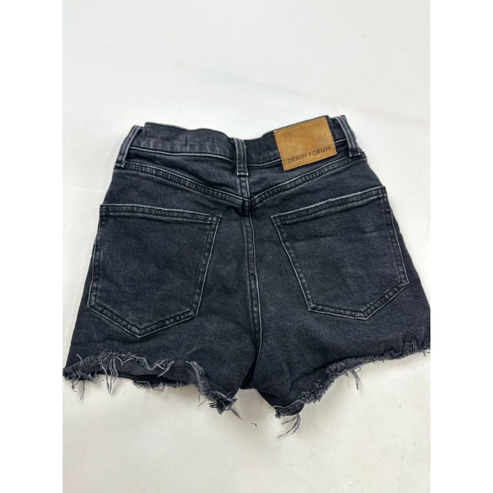 Denime Denim Forum Shorts Womens 23 Black Boyfriend High Rise Frayed Hem Button Fly 5-Pocket Denim Cotton Spring Summer Walking Mens Womens Boys Girls Size 40" / US 18 - 2 Thumbnail