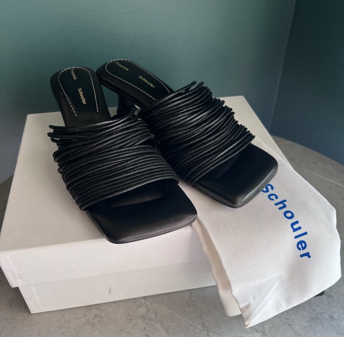 Proenza Schouler NIB Proenza Schouler Rolo Kitten Heel Slide Sandals Size US 9 / IT 39 - 3 Thumbnail