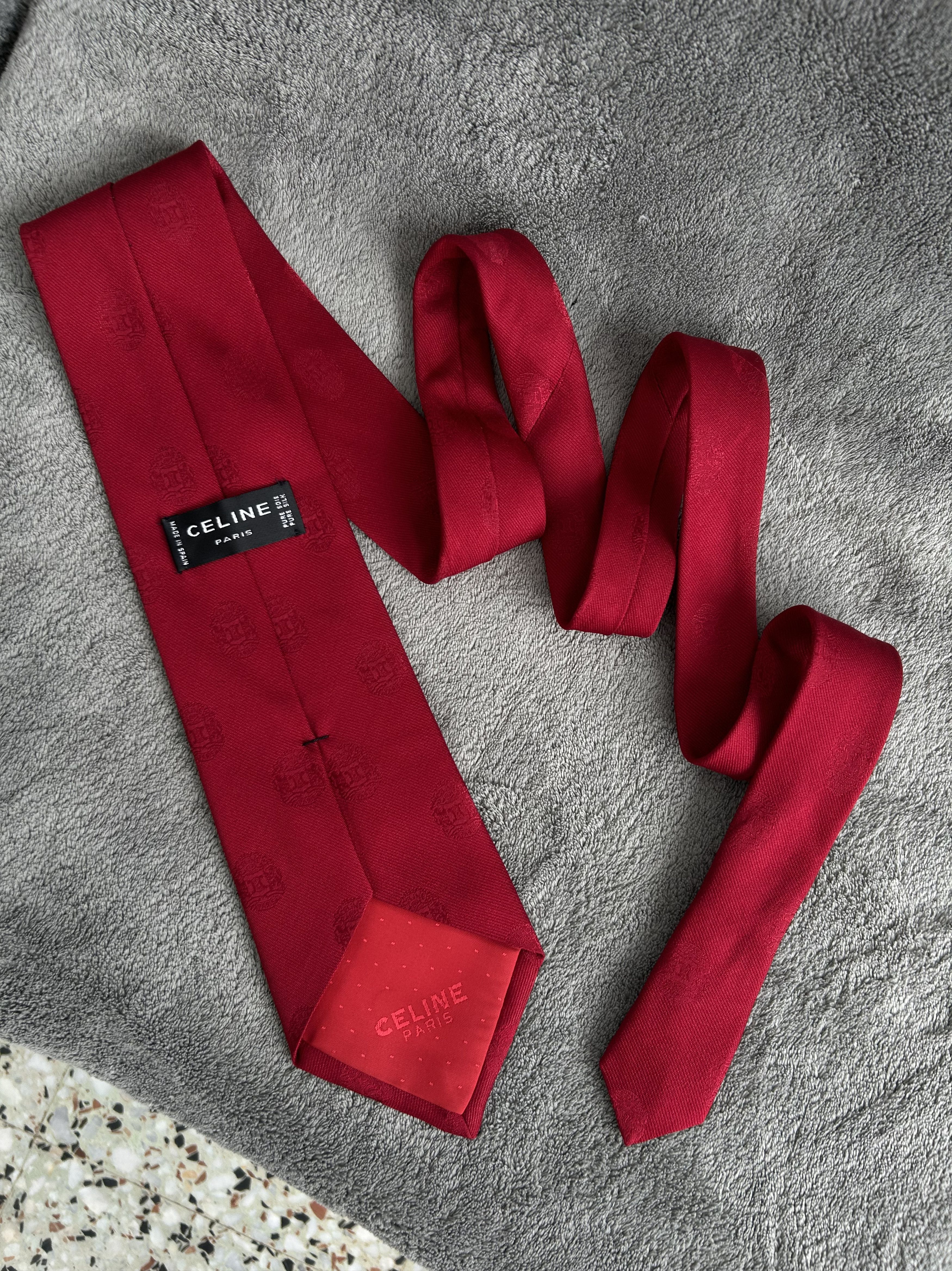 Celine Celine Paris Vintage Red Silk Tie Size ONE SIZE - 2 Thumbnail