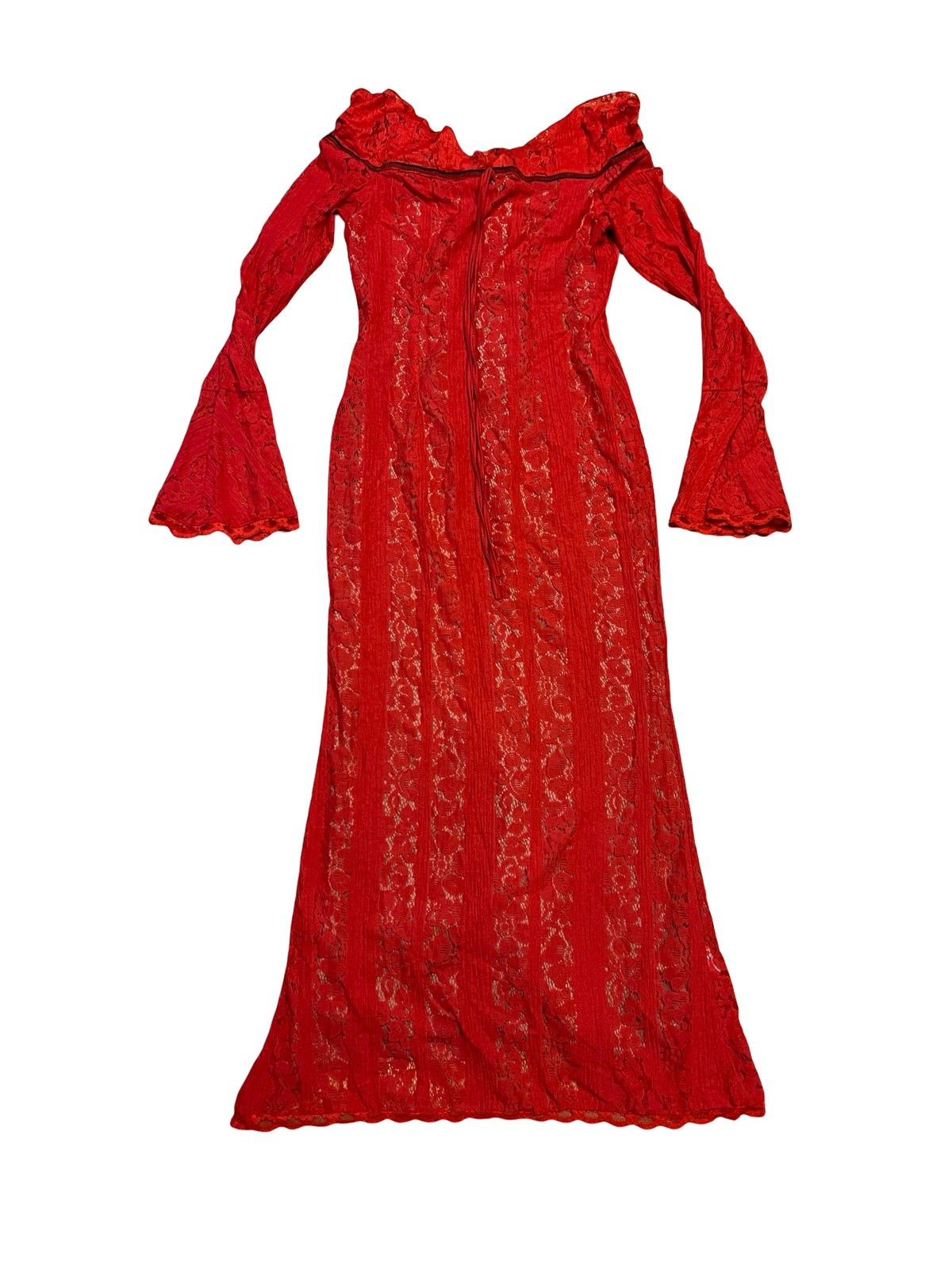 Other Womens Off Shoulder Maxi Dress L Red Lace Size L / US 10 / IT 46 - 1 Thumbnail