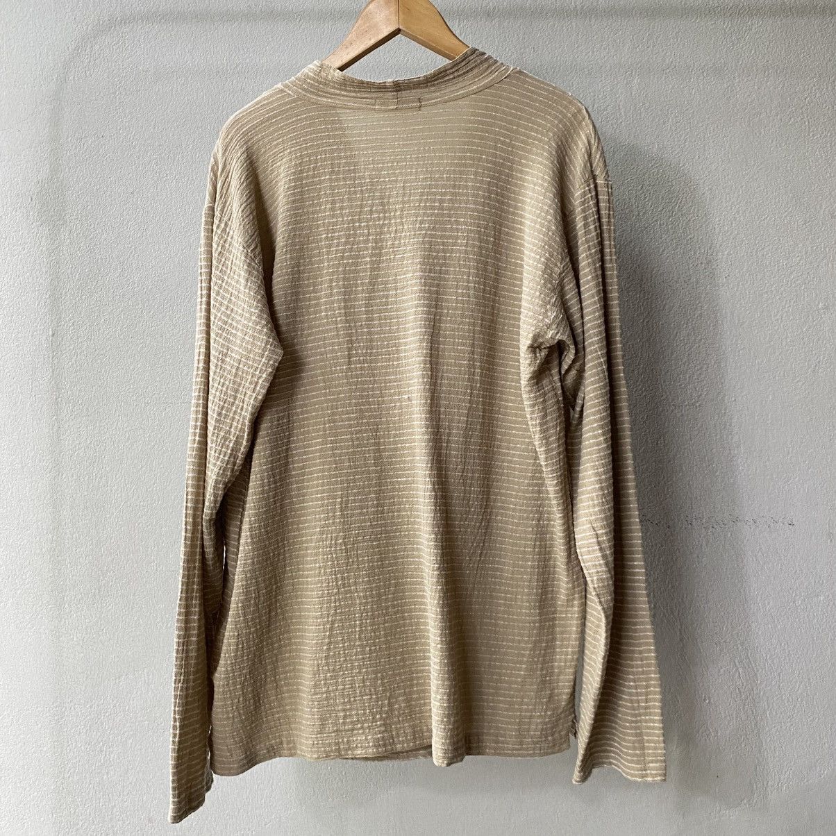Issey Miyake Plantation Beige Striped Cowl Neck Long Sleeve Top Size M / US 6-8 / IT 42-44 - 2 Thumbnail
