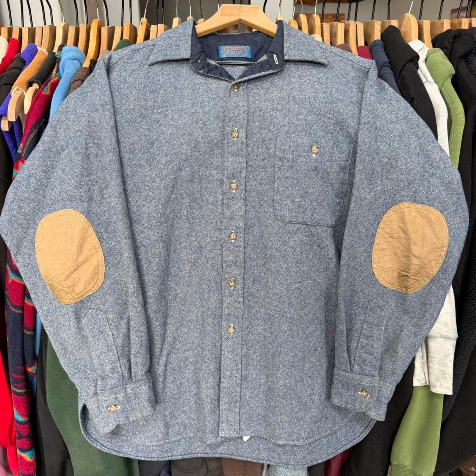 Pendleton Vintage Pendleton Late 60s Flannel Elbow Patches Blue Size US L / EU 52-54 / 3 - 1 Thumbnail