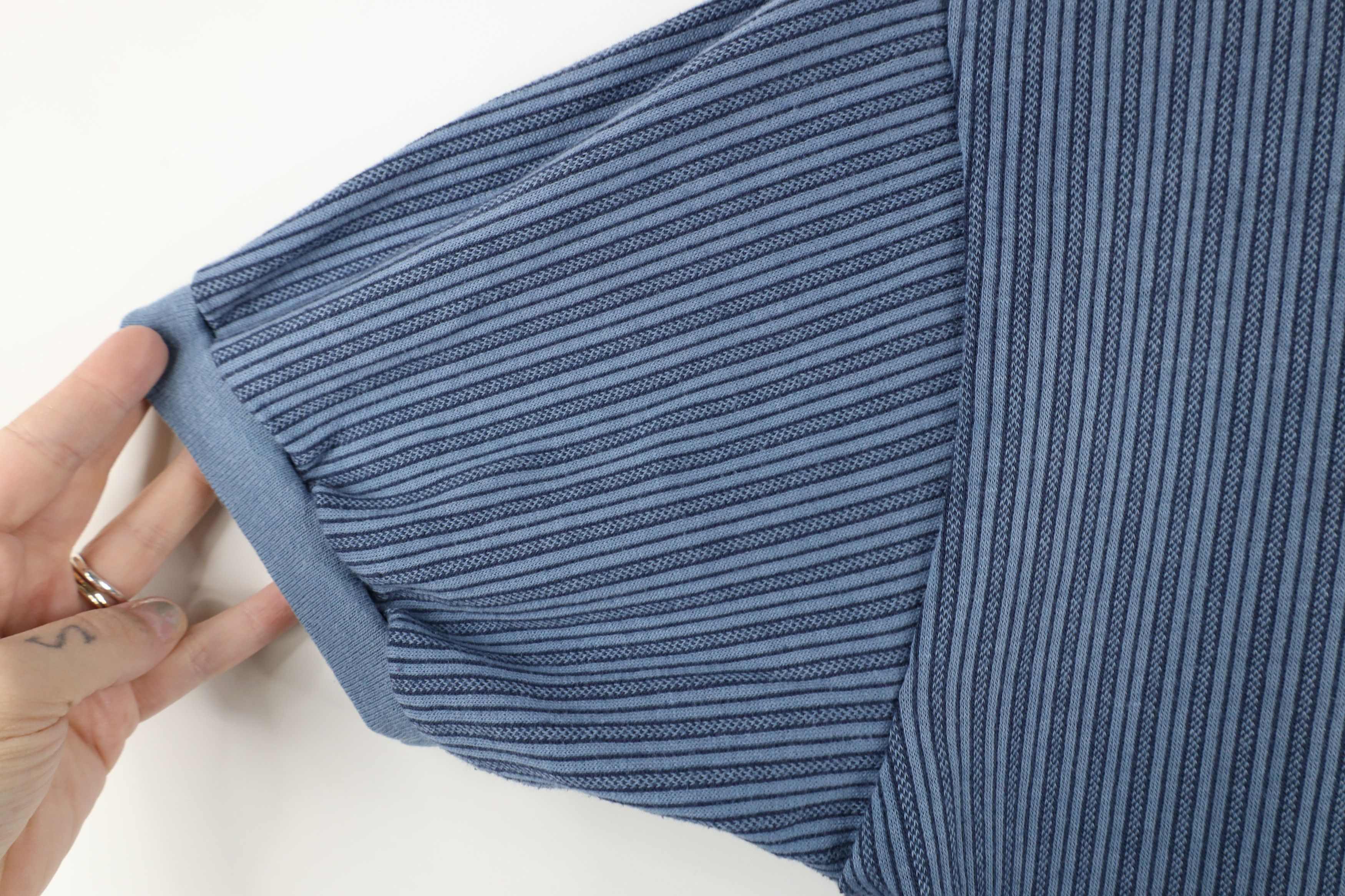 Vintage Vintage 90s Streetwear Striped Knit Collared Polo Shirt Blue Size US M / EU 48-50 / 2 - 6 Thumbnail