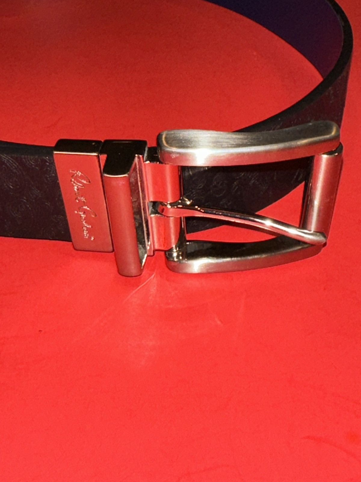 Robert Graham Robert Graham Paisley Skull Leather Reversible Belt Silver Size 38 - 2 Thumbnail
