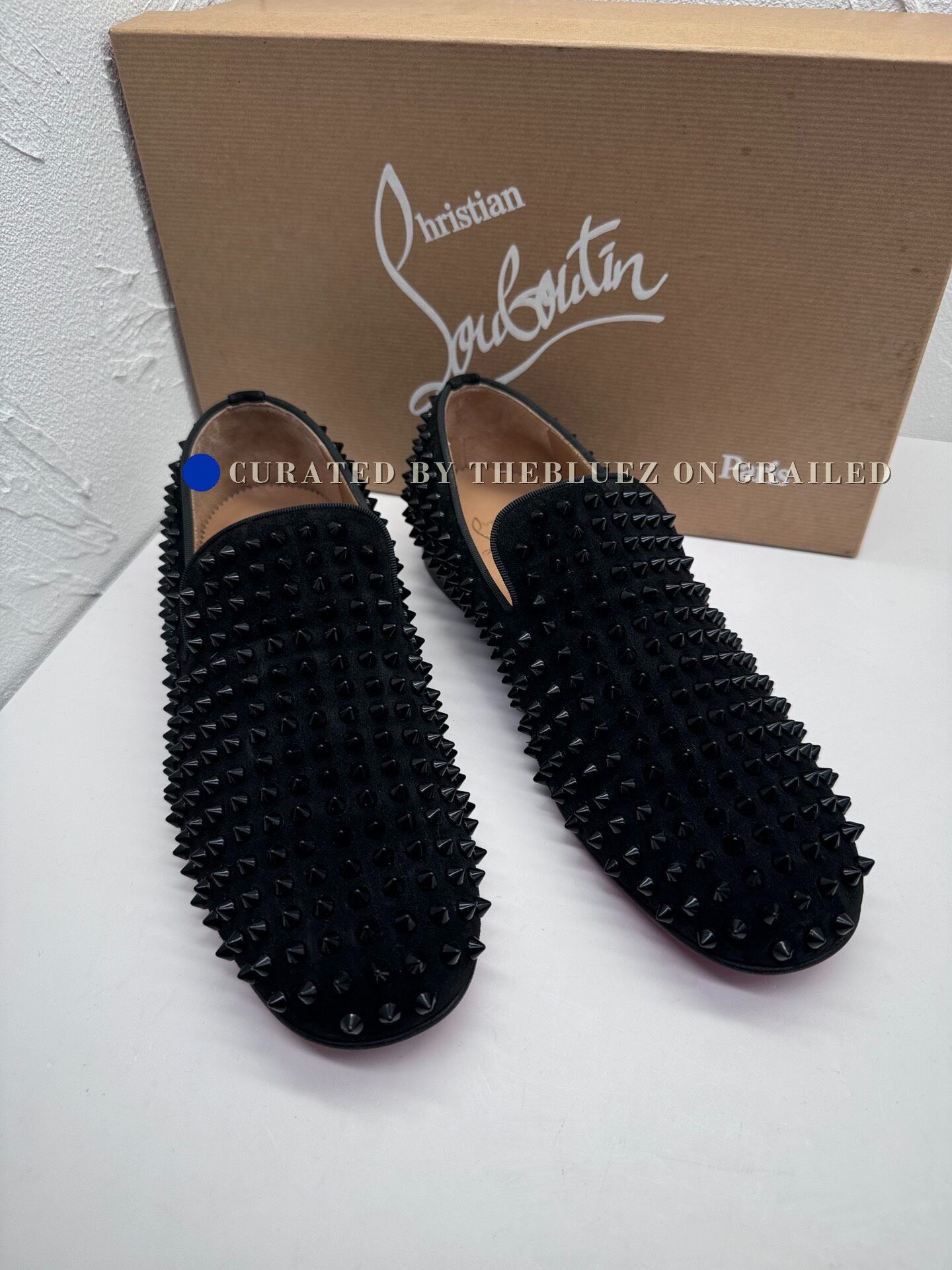 Christian Louboutin Dandelion Spikes Black Suede Shoes, Men's (Size 7)