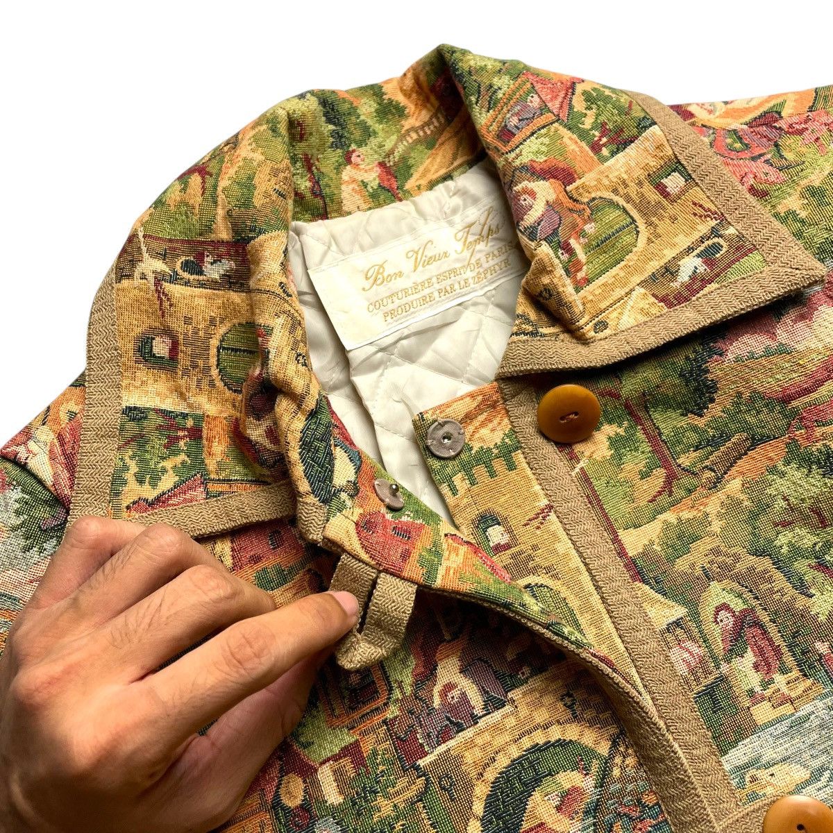 Japanese Brand 🇯🇵 LE ZEPHYR BUTTON UP PRINTED HEAVY COAT JACKET Size M / US 6-8 / IT 42-44 - 6 Thumbnail