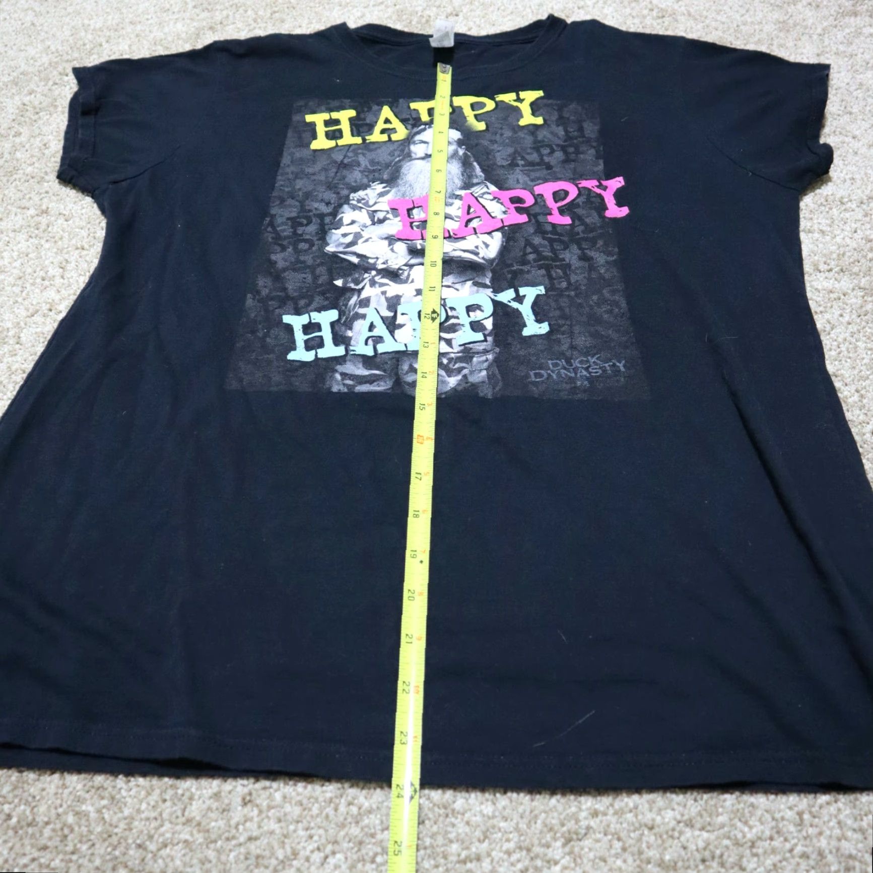 Gildan VINTAGE Duck Dynasty "Happy Happy Happy" Phil Robertson Shirt Women 2XL XXL Black Crew Neck Short Sleeve Graphic Tee 100% Cotton Gildan Ladies Size XXL / US 16-18 / IT 52-54 - 4 Thumbnail