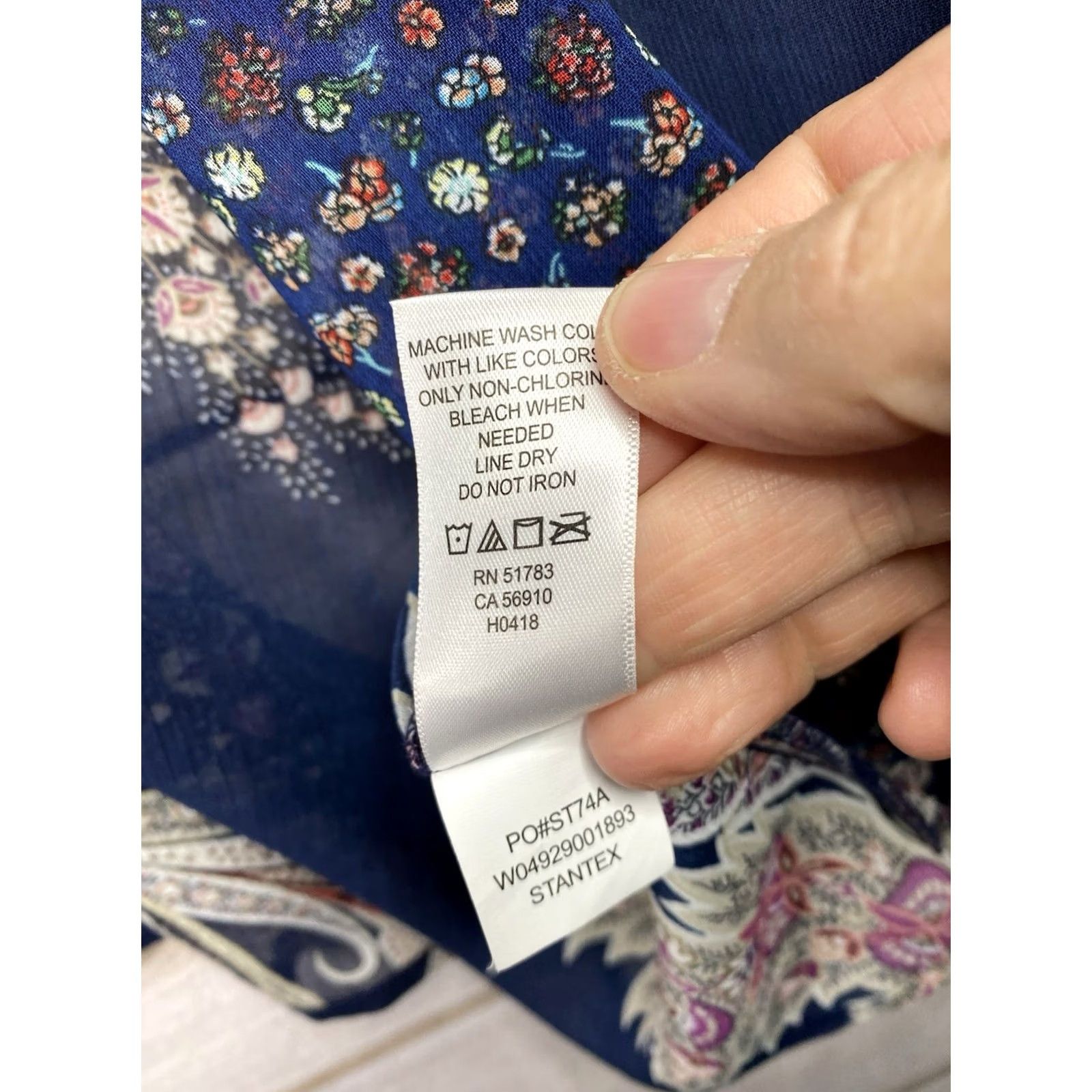Vintage Maurices Open Front Cardigan 3X Plus Blue Floral Bohemian Sheer Bell Sleeve Chiffon Lightweight Sweater Shirt Womens Size XXL / US 16-18 / IT 52-54 - 5 Thumbnail