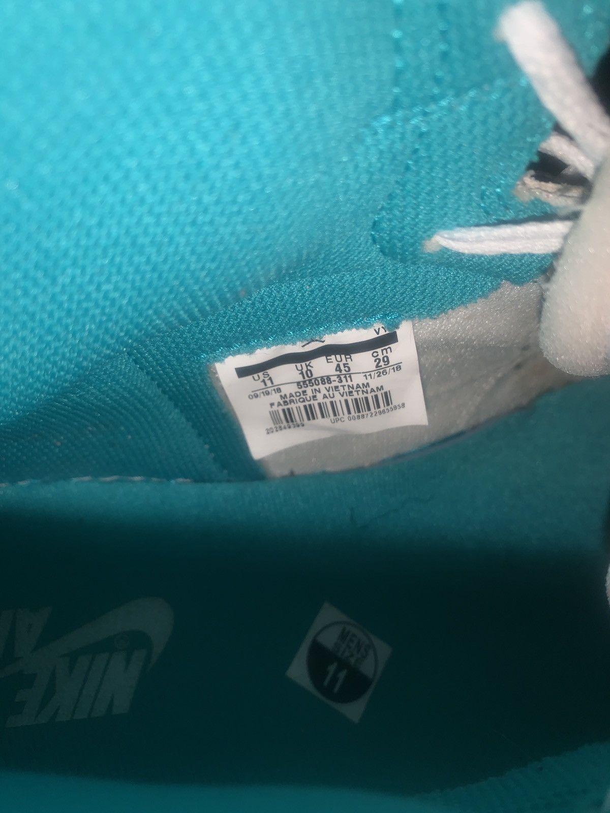 Nike Nike Air Jordan 1 High OG in teal and white Size US 11 / EU 44 - 5 Thumbnail