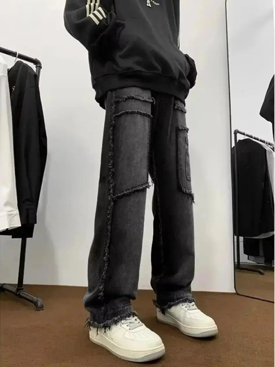 Japanese Brand Loose straight leg multi pocket patchwork wide leg jeans Size US 32 / EU 48 - 1 Thumbnail